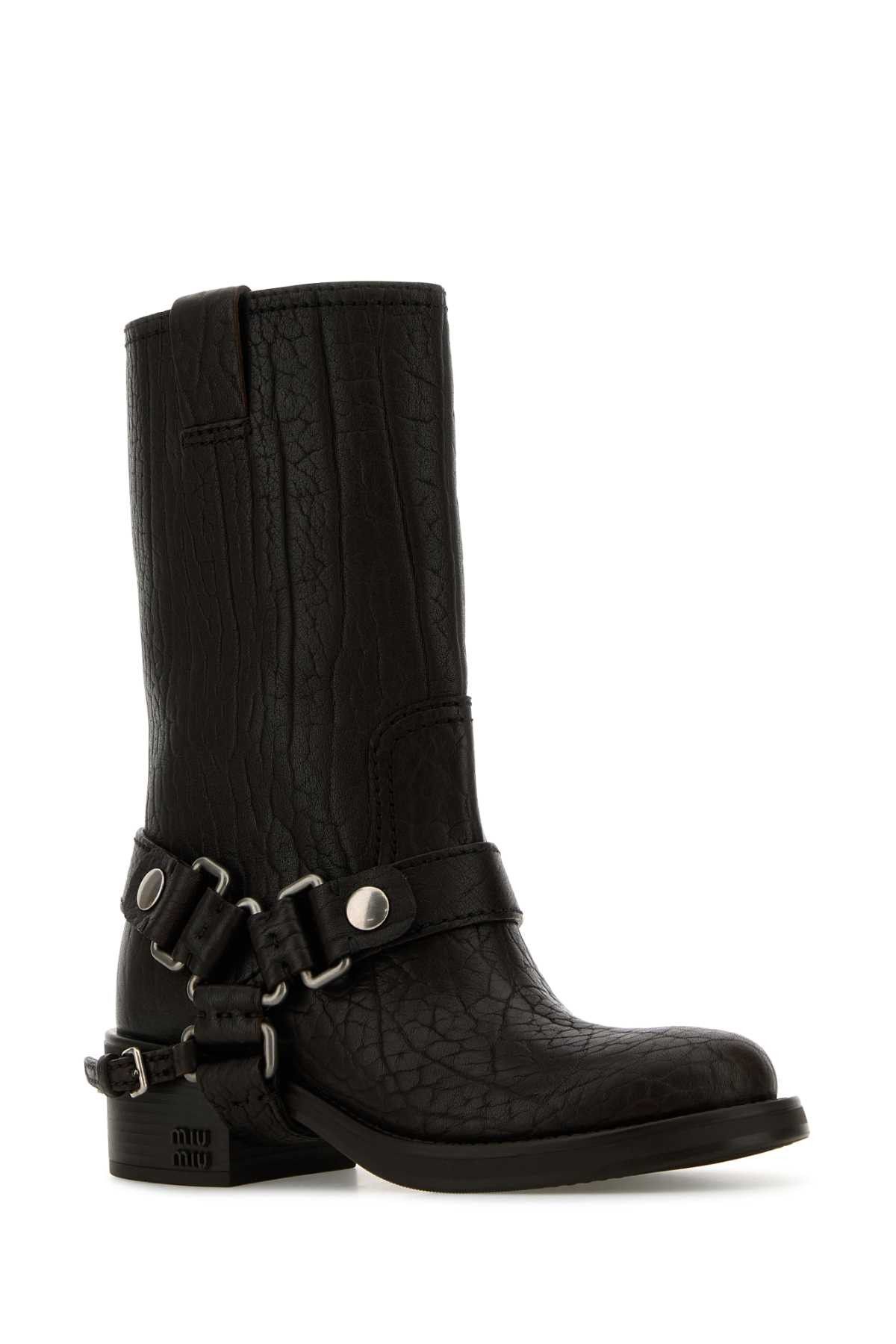 Miu Miu Dark Brown Leather Ankle Boots Size US 9 / IT 39 - 2 Thumbnail