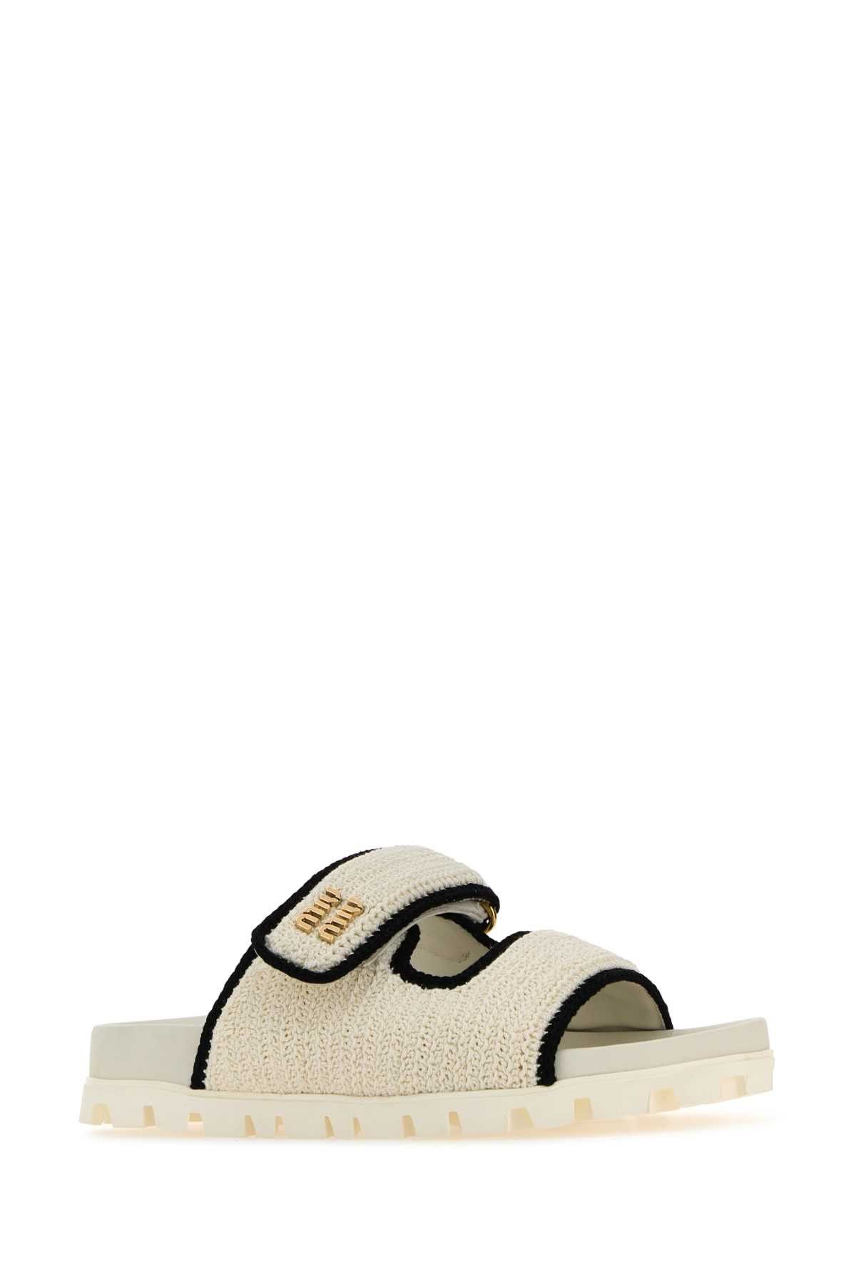 Miu Miu Ivory Crochet Slippers Size US 10 / IT 40 - 2 Thumbnail