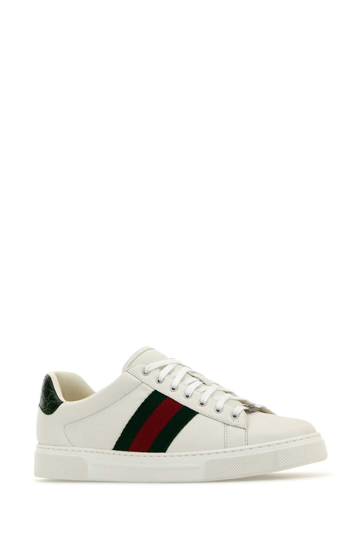 Gucci White Leather Ace Sneakers Size US 11.5 / EU 44-45 - 2 Thumbnail