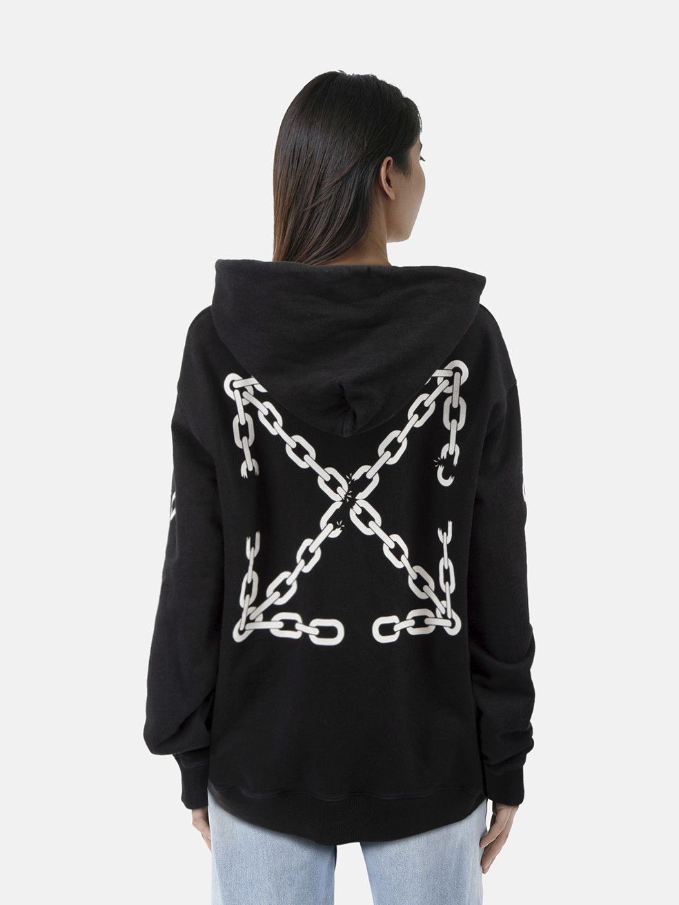 Off-White Black Logo Chain Zip Up Hoodie Size XL / US 12-14 / IT 48-50 - 2 Thumbnail