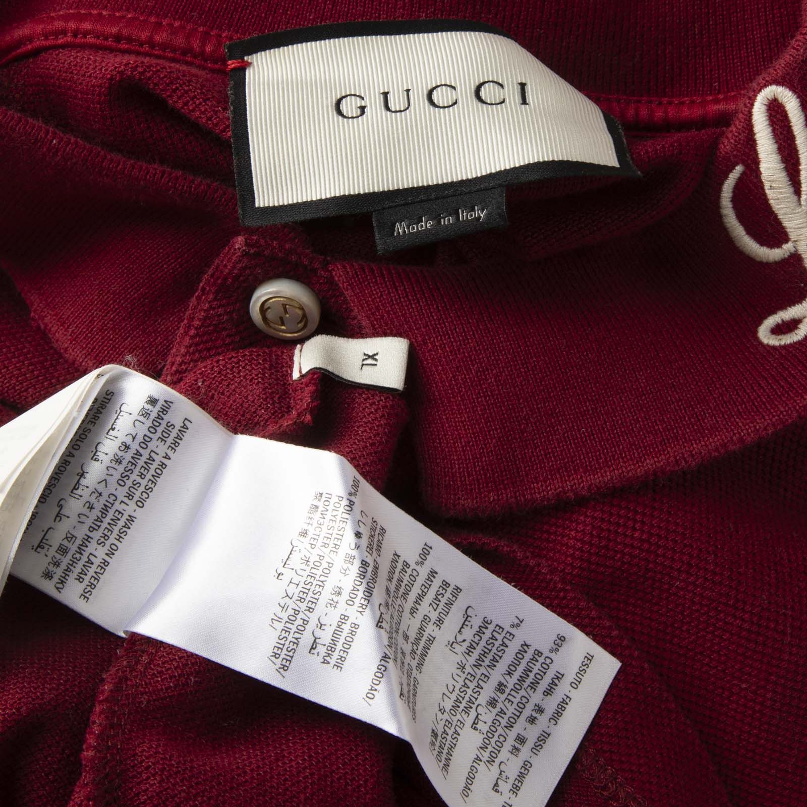 Gucci Red Embroidered Collar Polo T-Shirt Size XL / US 12-14 / IT 48-50 - 8 Thumbnail