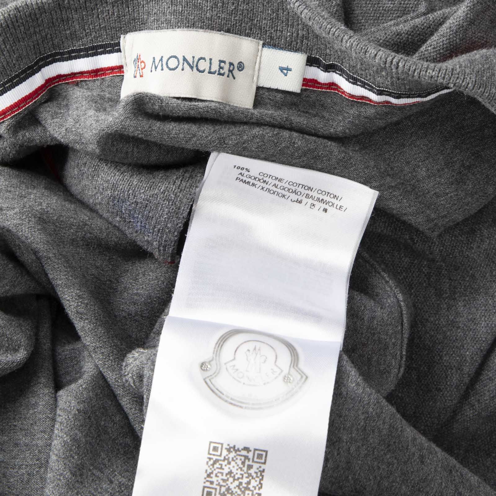 Moncler Grey Logo Patch Polo Top Size XL / US 12-14 / IT 48-50 - 4 Thumbnail