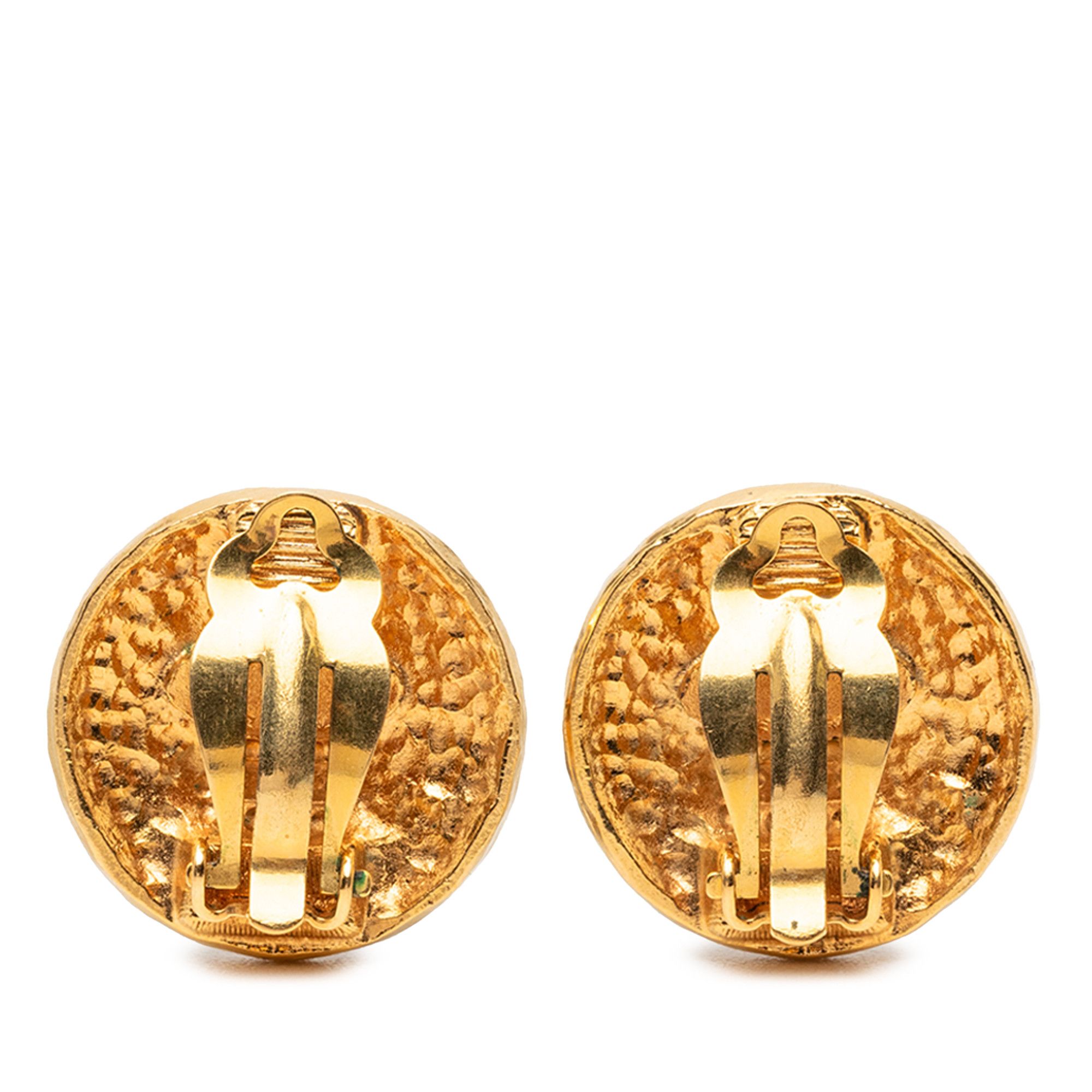 Chanel Chanel Gold Plated Medallion Coat of Arms Clip on Earrings Size ONE SIZE - 2 Thumbnail
