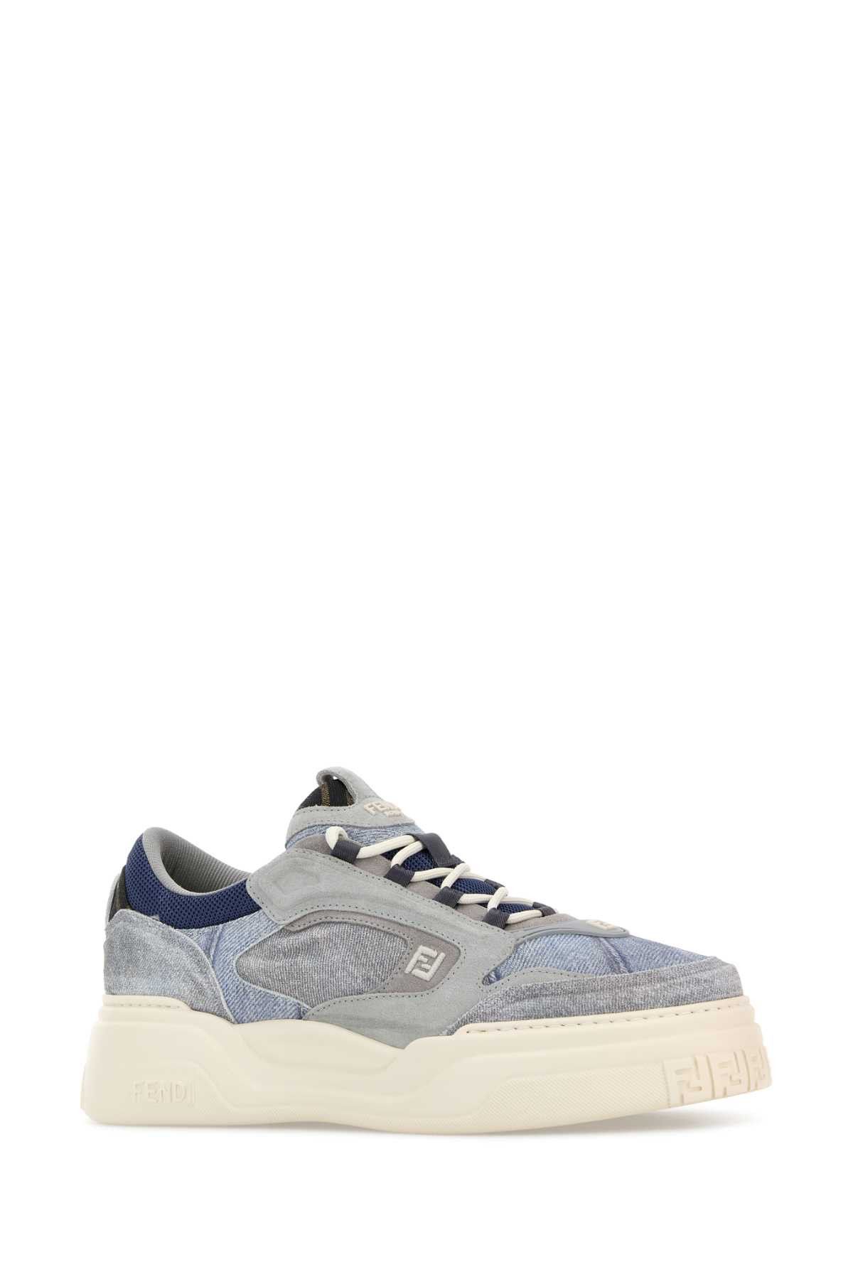 Fendi Multicolor Denim Fendi Force Sneakers Size US 11 / EU 44 - 2 Thumbnail