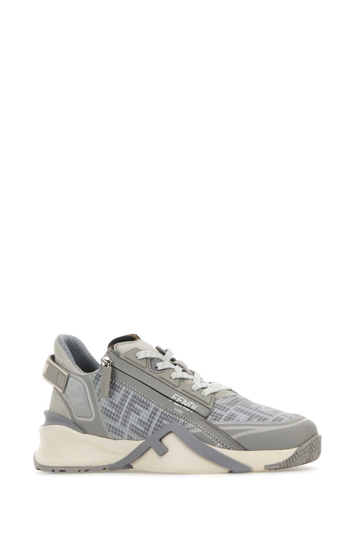 Fendi Grey Fabric Fendi Flow Sneakers Size US 7.5 / EU 40-41 - 2 Thumbnail