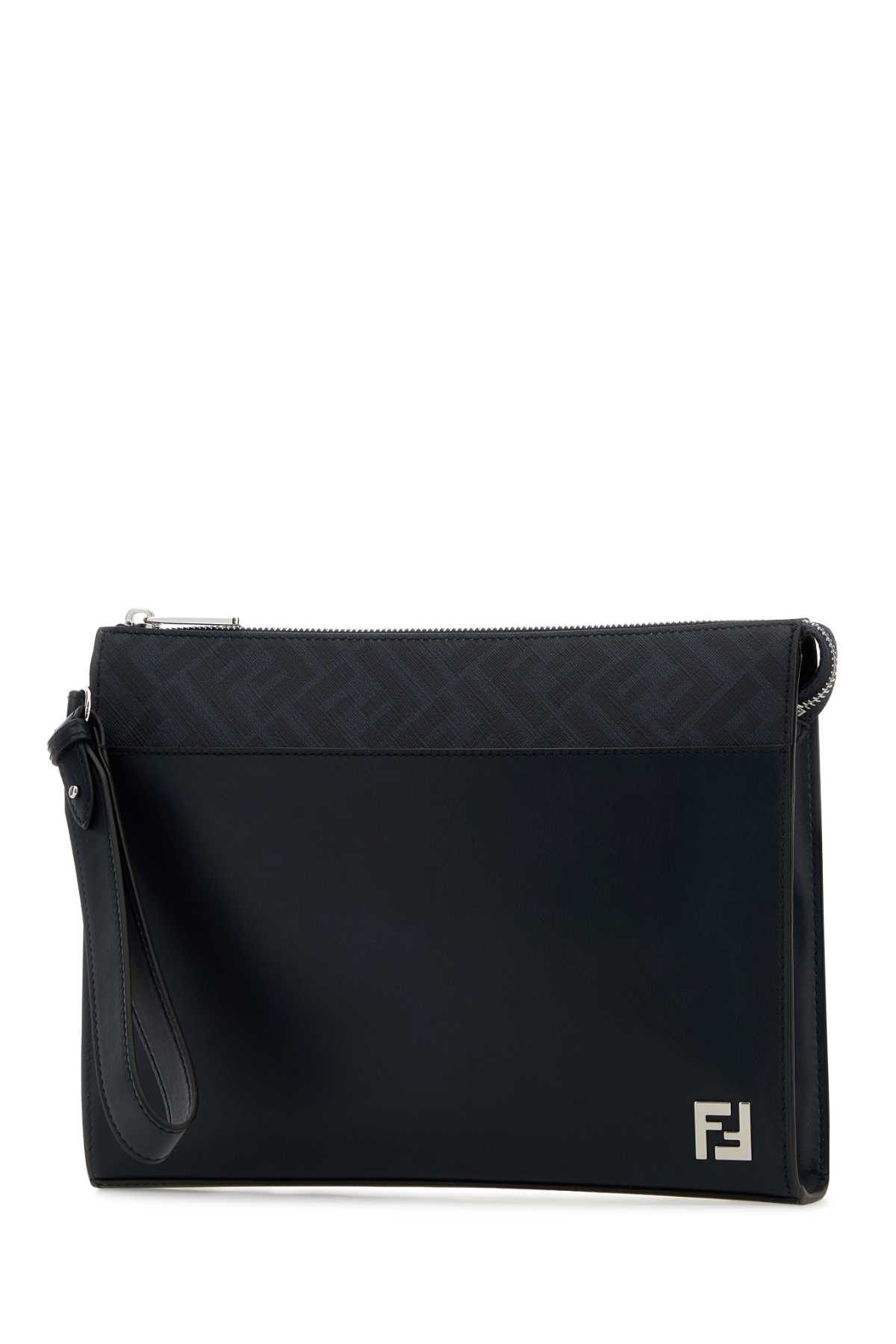 Fendi Midnight Blue Leather Squared Ff Clutch Size ONE SIZE - 2 Thumbnail