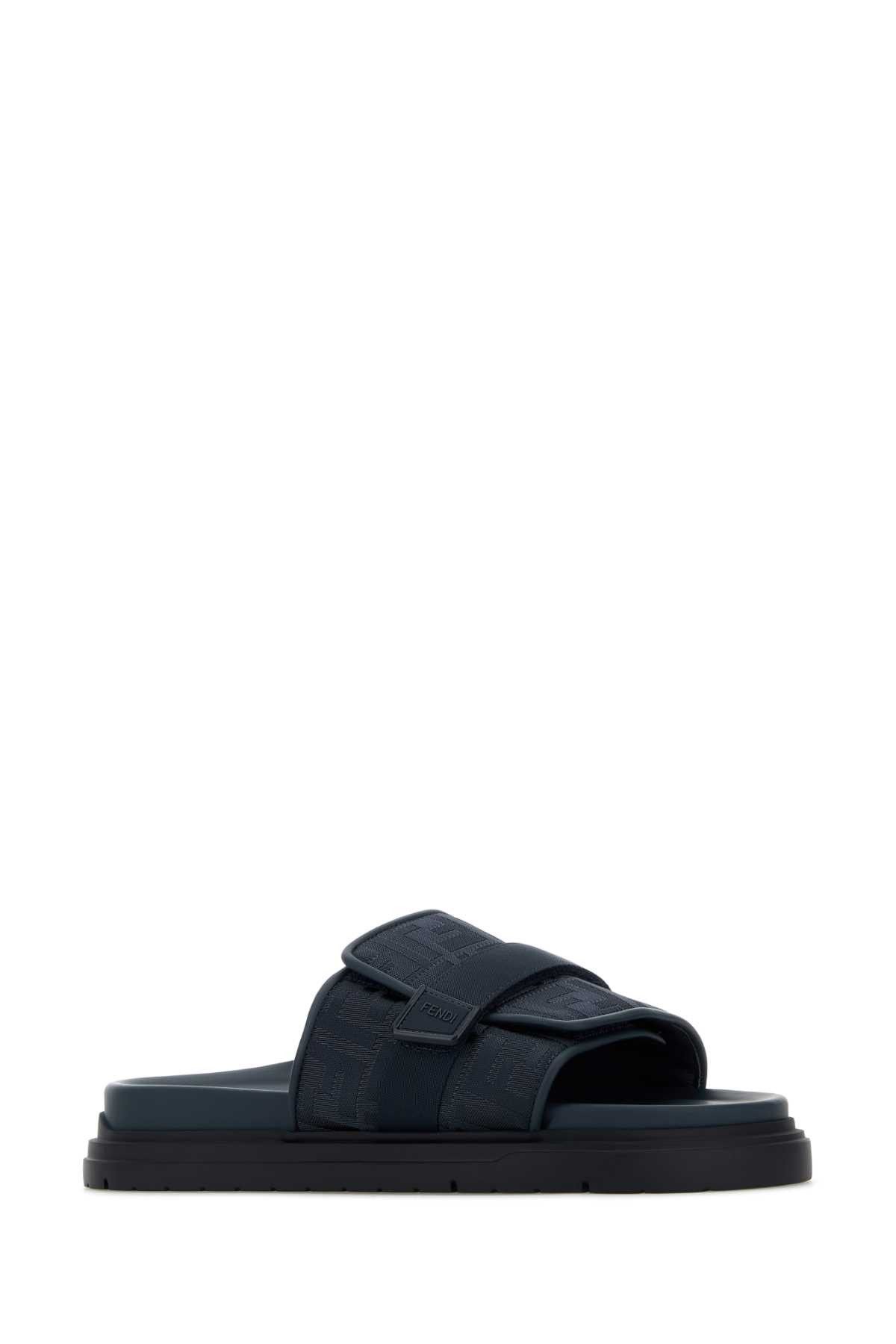 Fendi Navy Blue Fabric Chunky Slippers Size US 11 / EU 44 - 2 Thumbnail