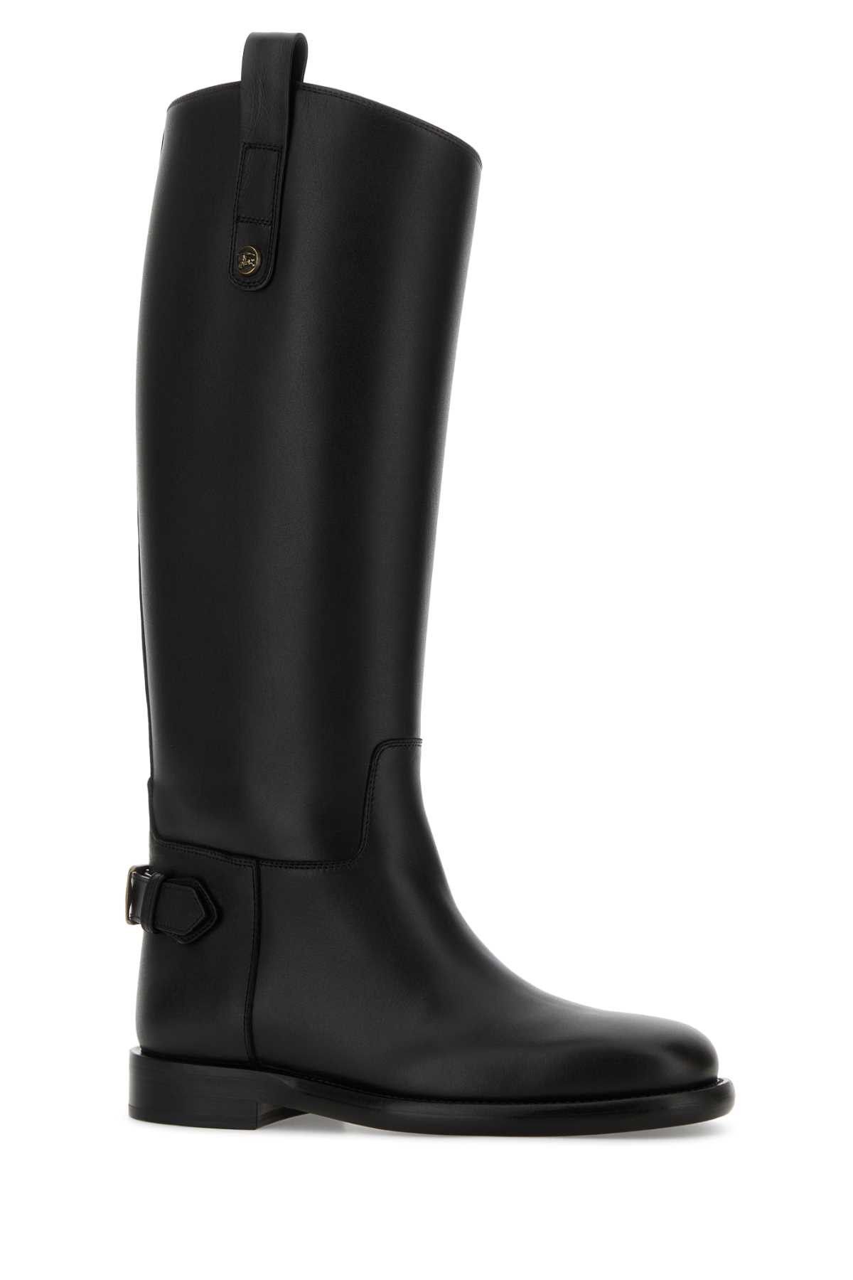 Burberry Black Leather Cavalier Boots Size US 7 / IT 37 - 2 Thumbnail
