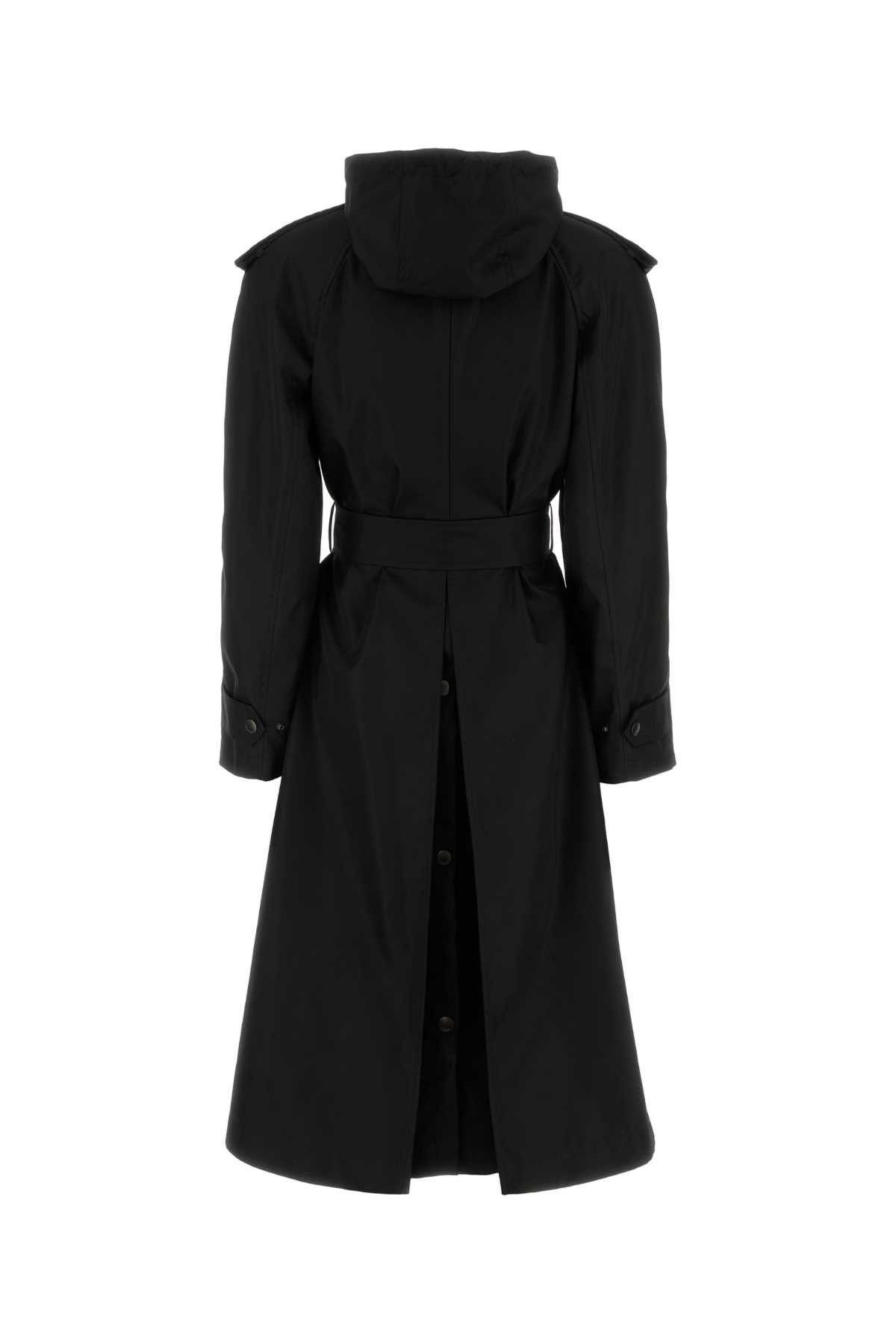 Black Nylon Trench Coat