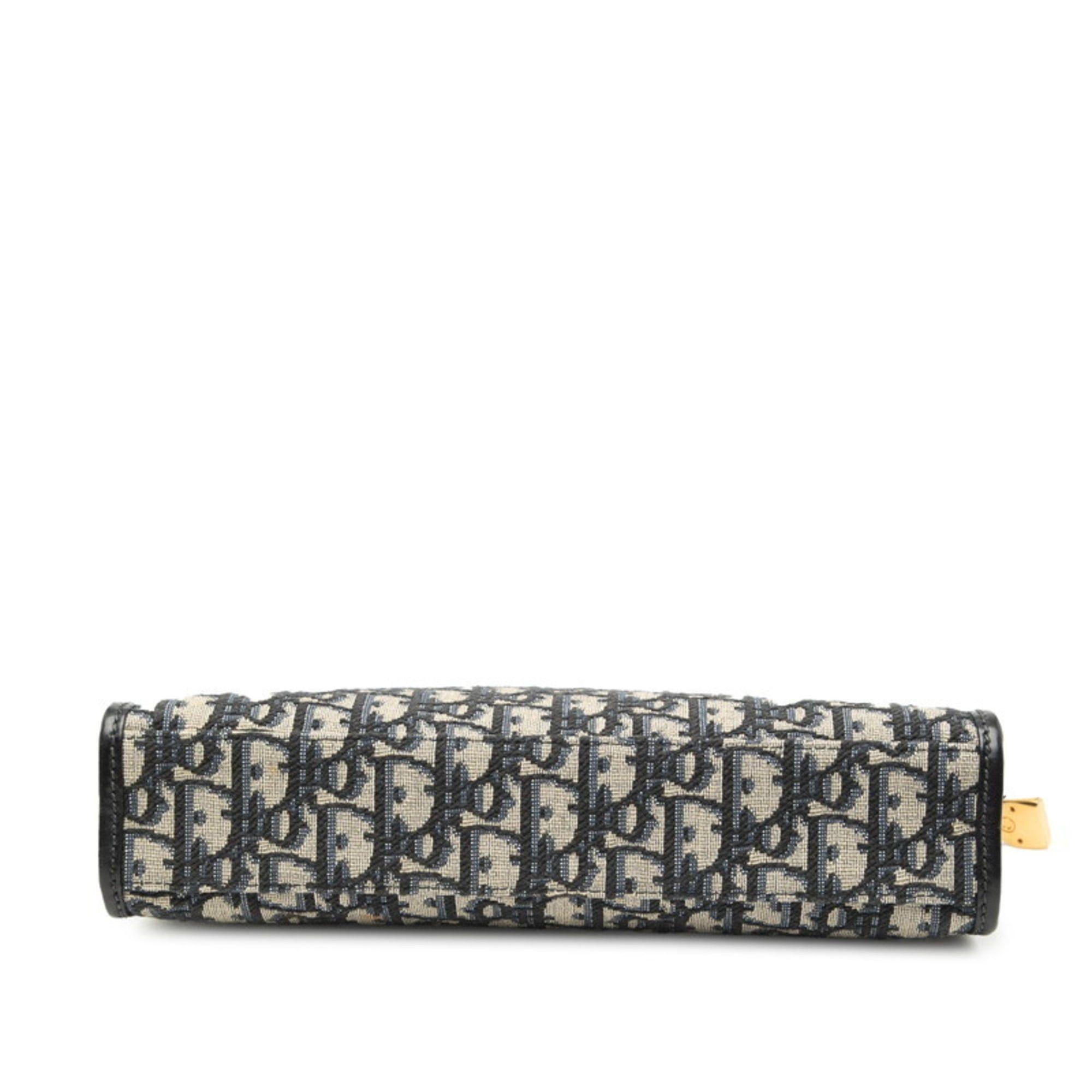 Dior Christian Dior Dior Oblique 30 Montaigne Clutch Bag Navy Canvas Leather Women's Size ONE SIZE - 3 Thumbnail