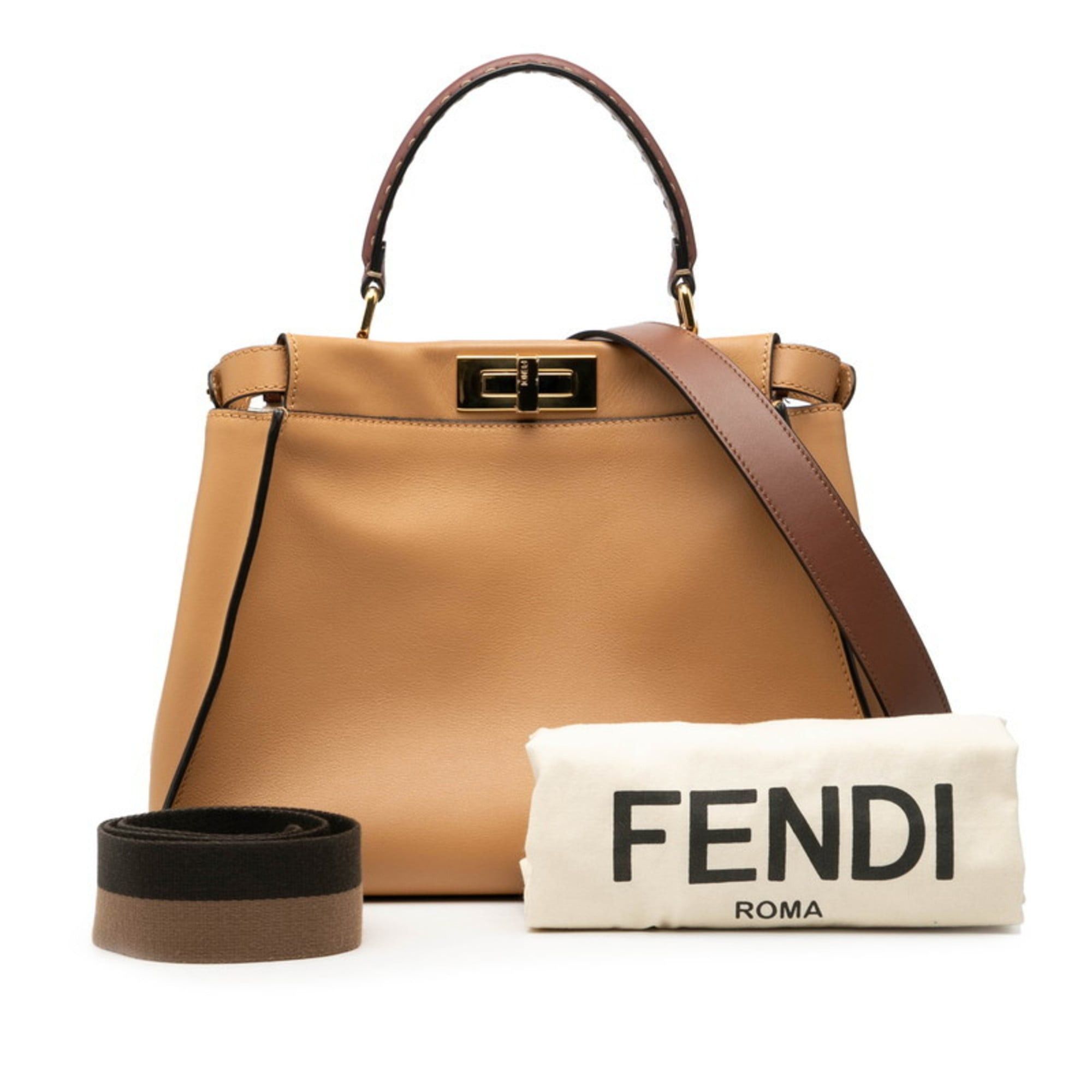 Fendi Fendi Selleria Peekaboo Regular Handbag/Shoulder Bag 2WAY 8BN290 Brown, Bordeaux, and Gold Leather Women's FENDI Size ONE SIZE - 7 Thumbnail