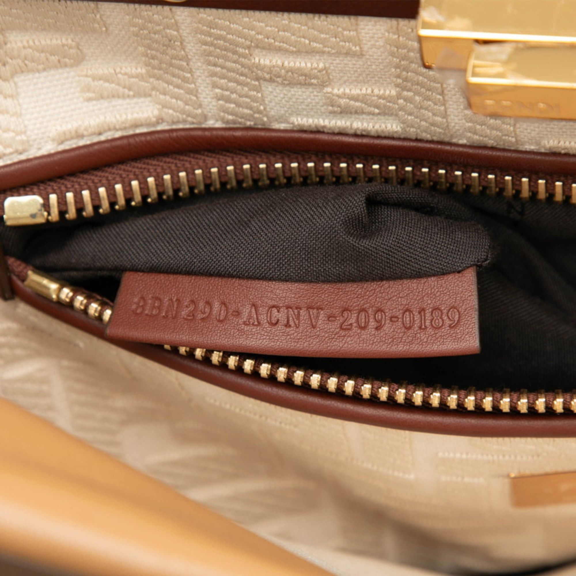 Fendi Fendi Selleria Peekaboo Regular Handbag/Shoulder Bag 2WAY 8BN290 Brown, Bordeaux, and Gold Leather Women's FENDI Size ONE SIZE - 6 Thumbnail