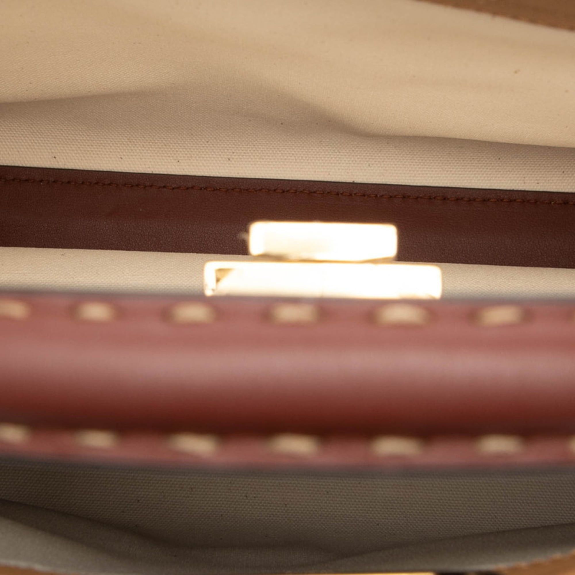 Fendi Fendi Selleria Peekaboo Regular Handbag/Shoulder Bag 2WAY 8BN290 Brown, Bordeaux, and Gold Leather Women's FENDI Size ONE SIZE - 4 Thumbnail