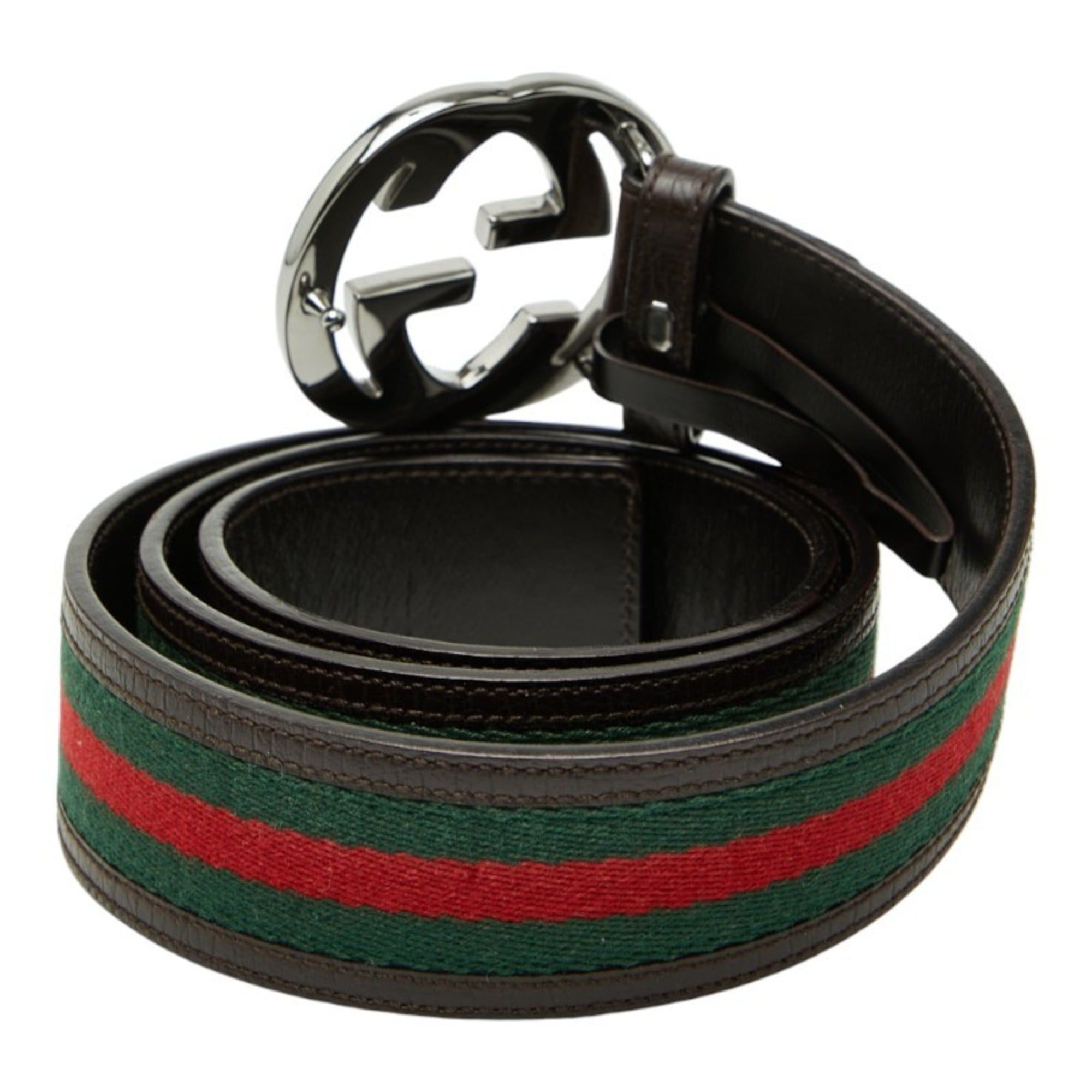 Gucci Gucci Interlocking G Sherry Line Belt, Size 90, 36, Brown, Multicolor Leather, Canvas, Women's, GUCCI Size ONE SIZE - 3 Thumbnail