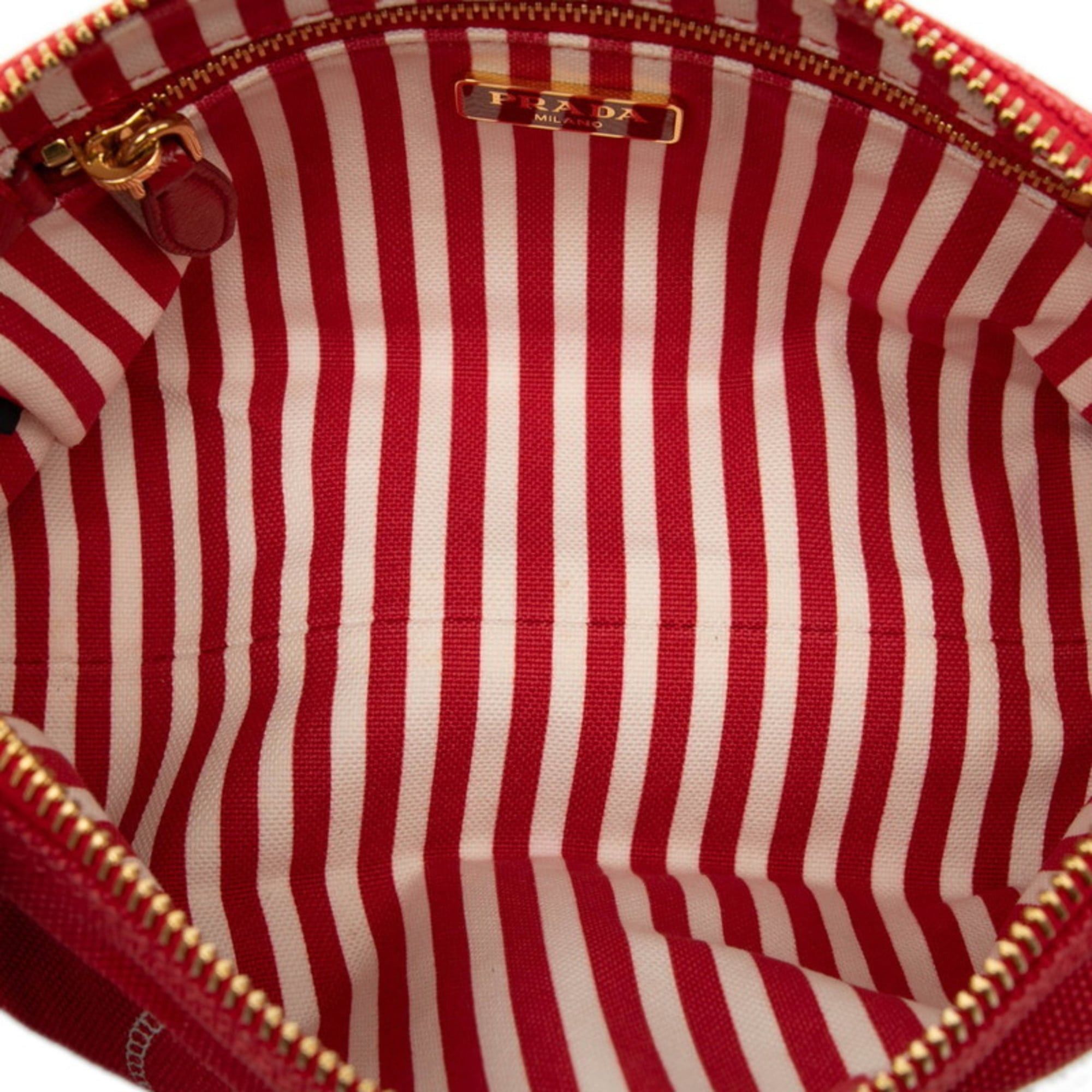 Prada Prada Canapa Logo Pouch 1NA693 Red Canvas Women's PRADA Size ONE SIZE - 4 Thumbnail
