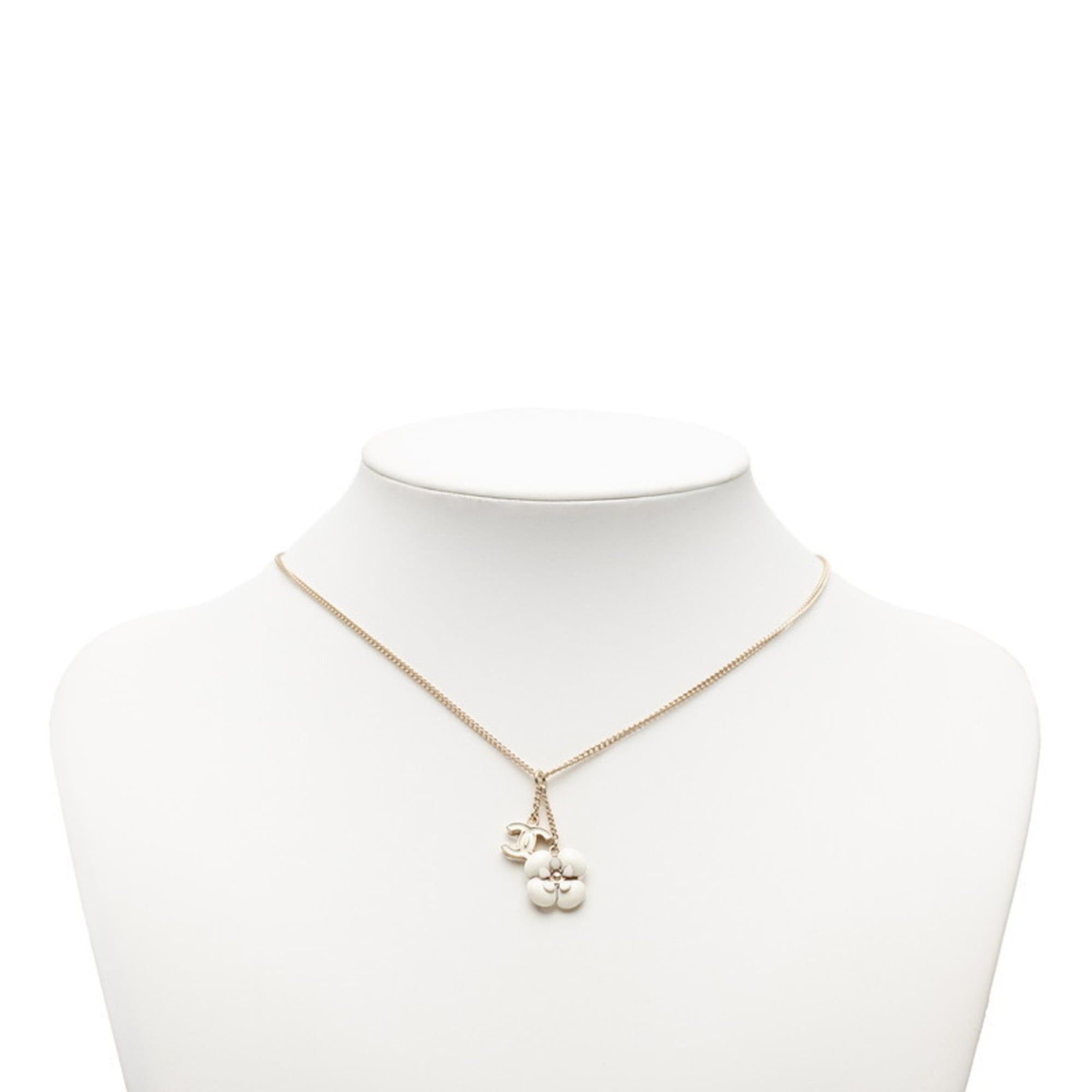 Chanel CHANEL Coco Mark Camellia Necklace Gold White Plated Women's Size ONE SIZE - 5 Thumbnail