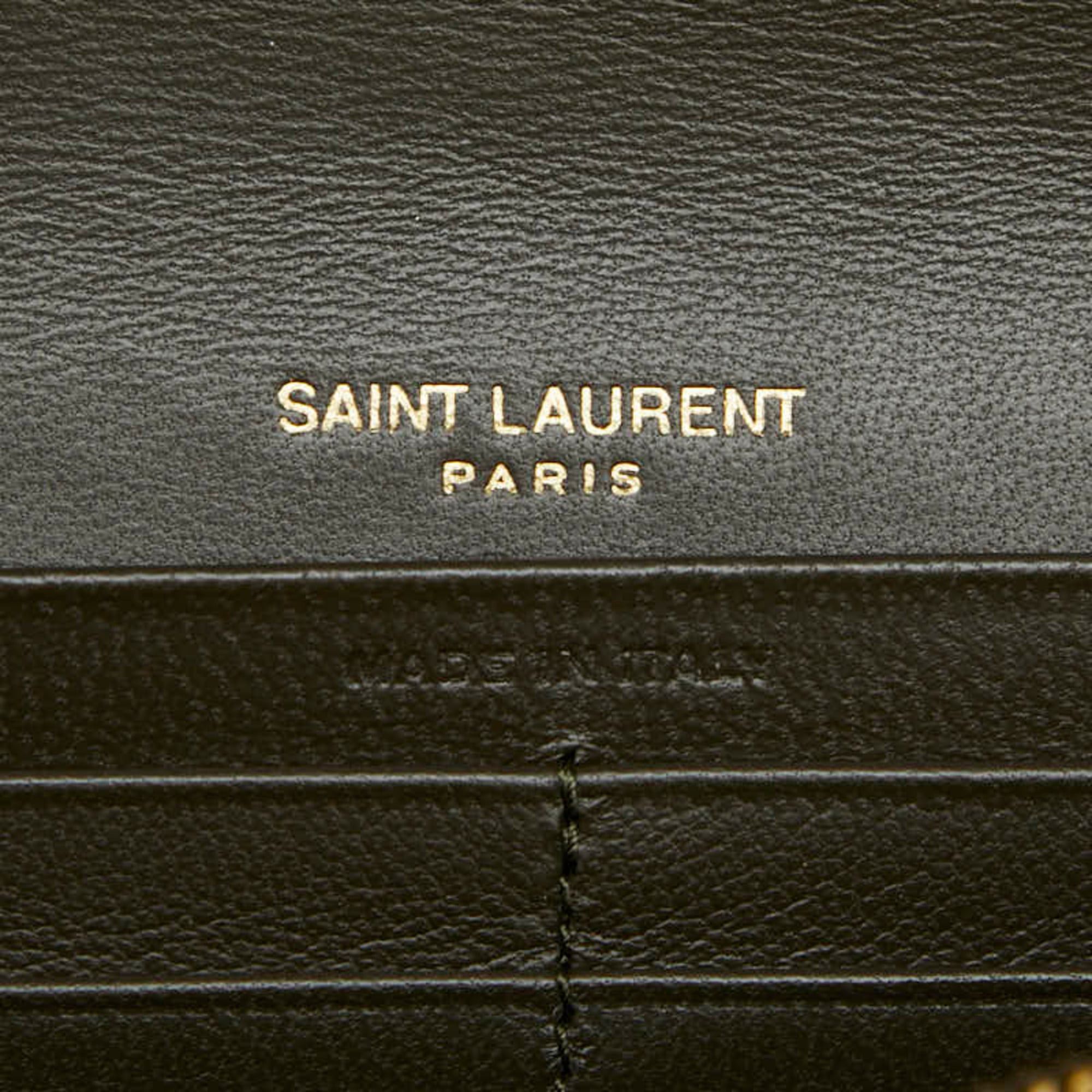 Saint Laurent Paris Saint Laurent Cassandra V-Stitch Long Wallet 372264 Khaki Leather Women's SAINT LAURENT Size ONE SIZE - 7 Thumbnail