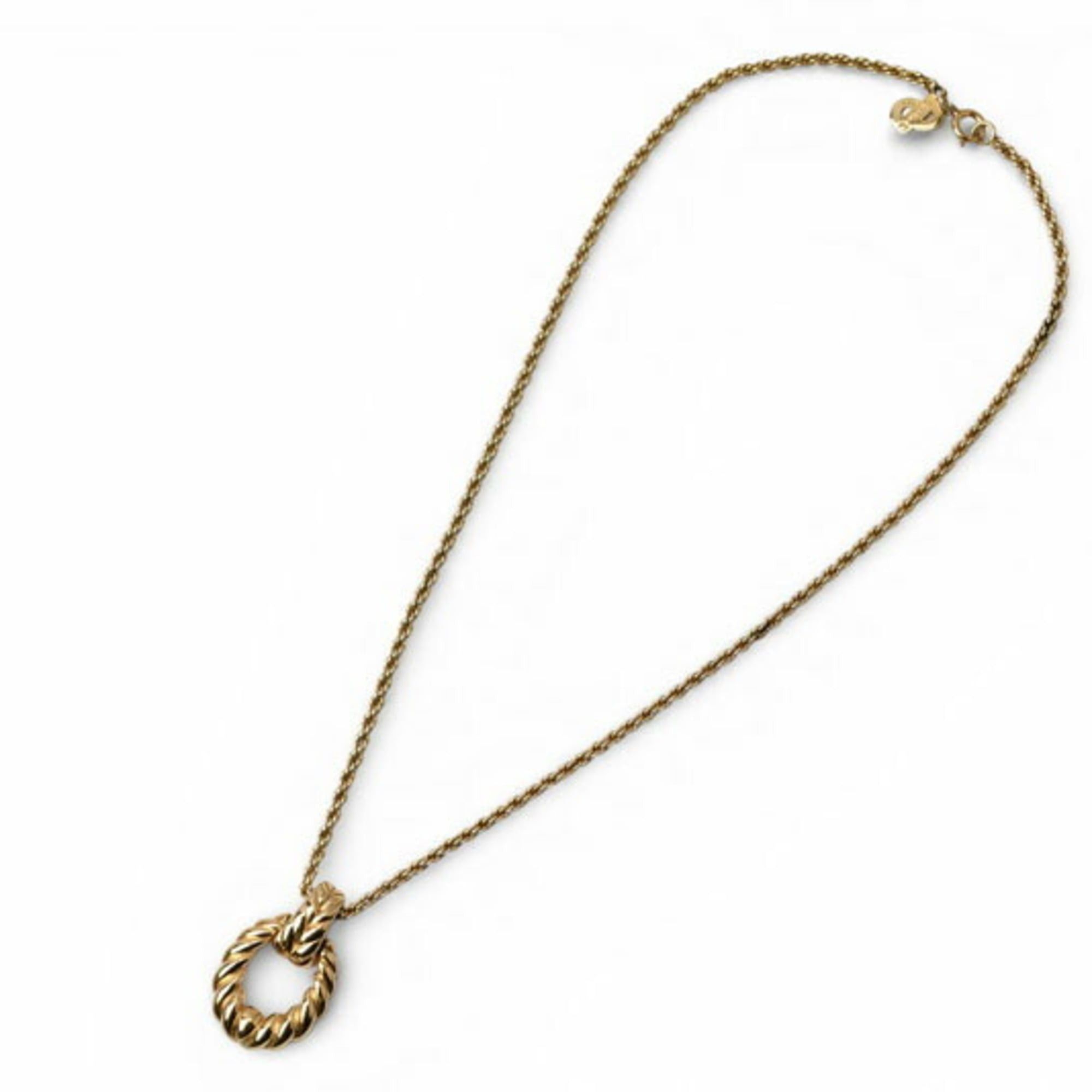 Dior Christian Dior Twist Oval Gold Necklace Pendant Size ONE SIZE - 4 Thumbnail