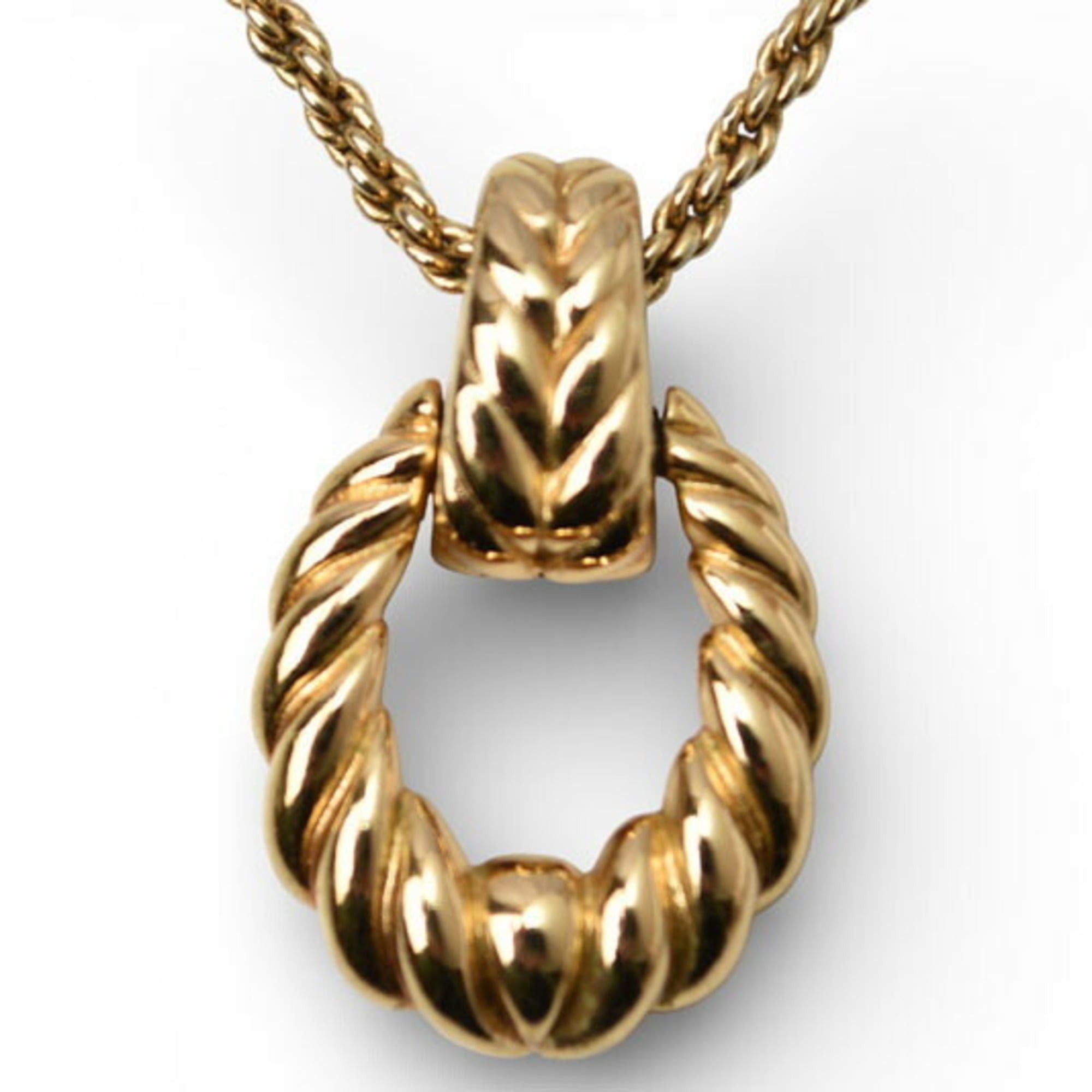 Dior Christian Dior Twist Oval Gold Necklace Pendant Size ONE SIZE - 2 Thumbnail