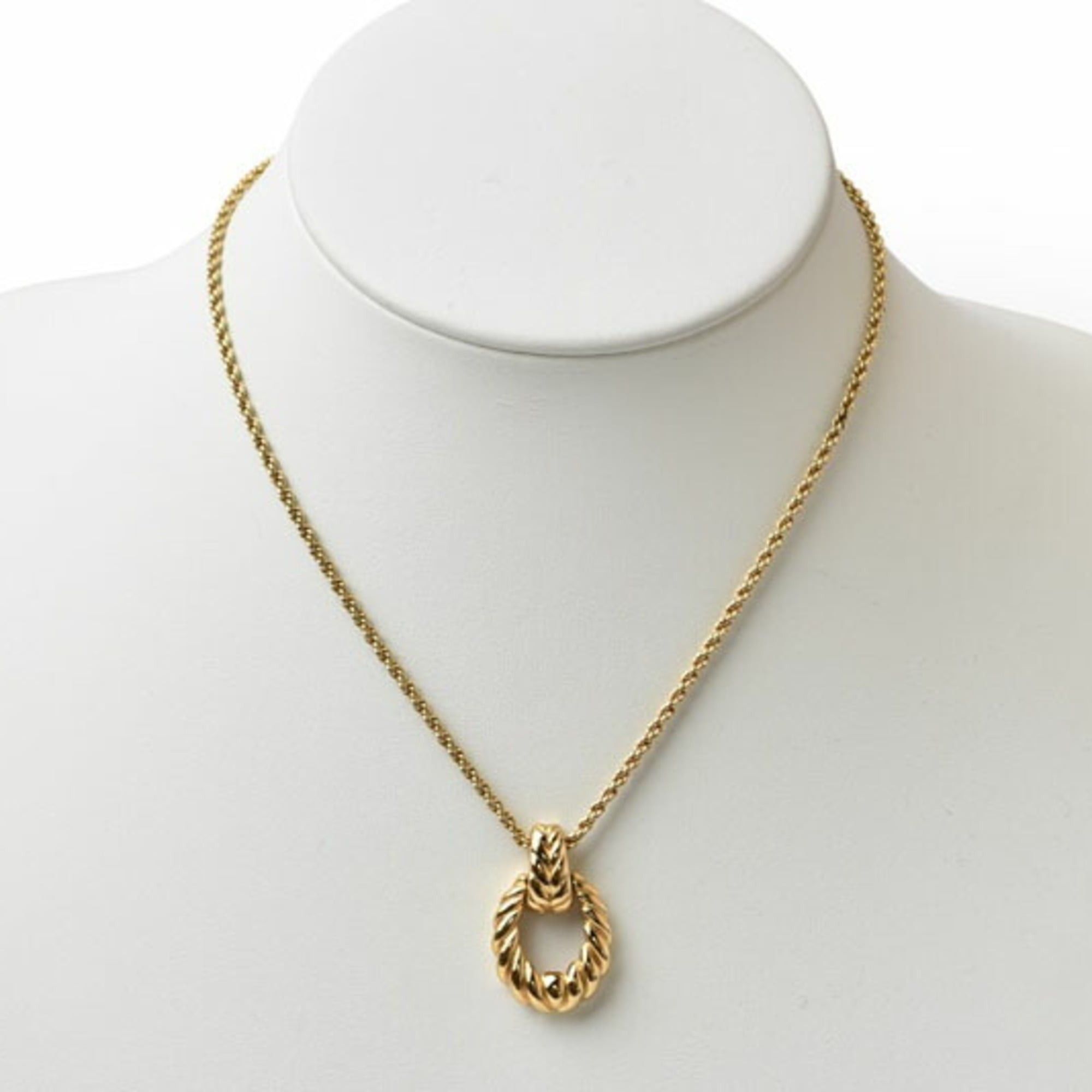 Dior Christian Dior Twist Oval Gold Necklace Pendant Size ONE SIZE - 3 Thumbnail