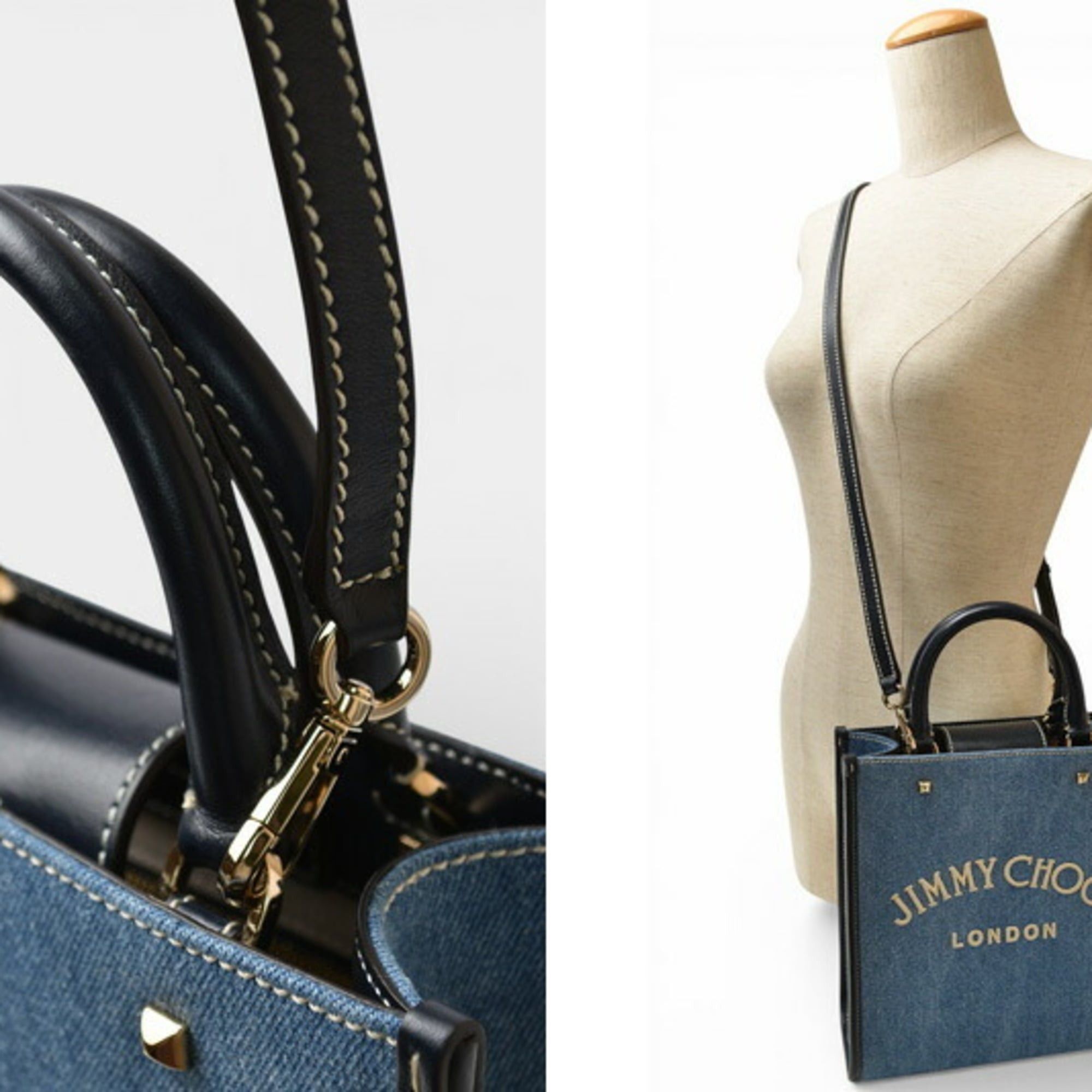 Jimmy Choo Jimmy Choo VARENNE Tote N S Denim 2-Way Shoulder Bag for Women Size ONE SIZE - 7 Thumbnail