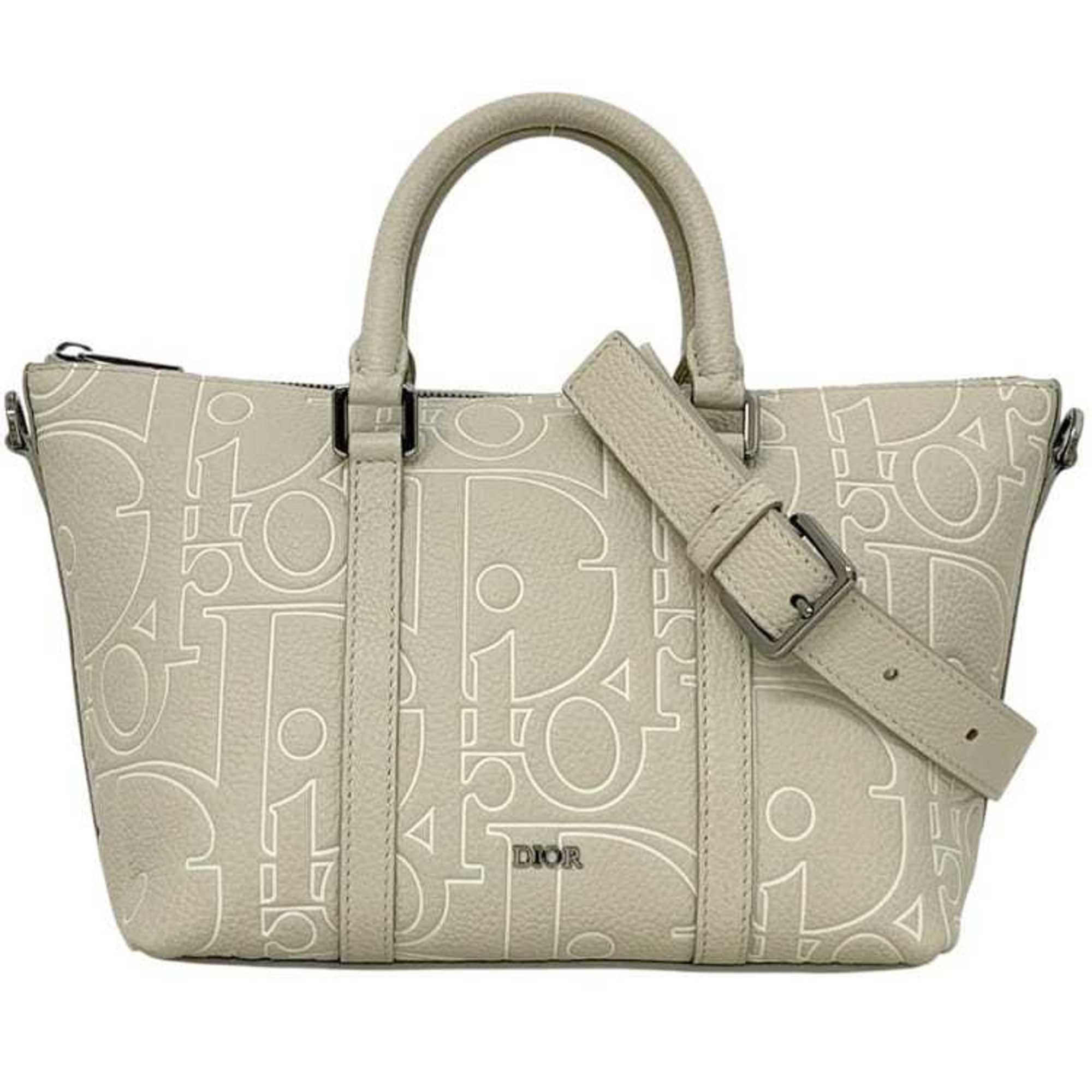 Dior Christian Dior 2-way Weekender Bag, Size 25, f-25004, Beige Gravity Outline, 1ESPO322LGP_H140, Calf Leather, 27B★0235, Handbag/Crossbody Size ONE SIZE - 2 Thumbnail