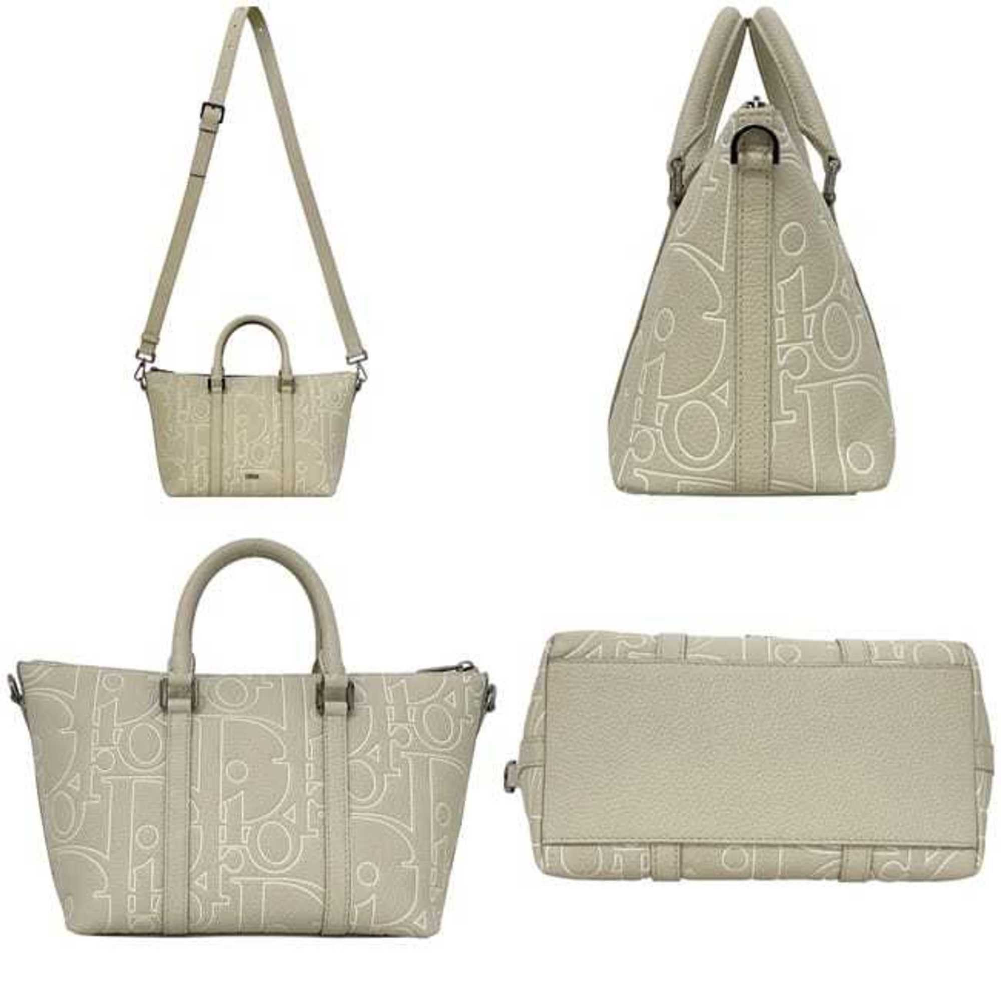 Dior Christian Dior 2-way Weekender Bag, Size 25, f-25004, Beige Gravity Outline, 1ESPO322LGP_H140, Calf Leather, 27B★0235, Handbag/Crossbody Size ONE SIZE - 3 Thumbnail