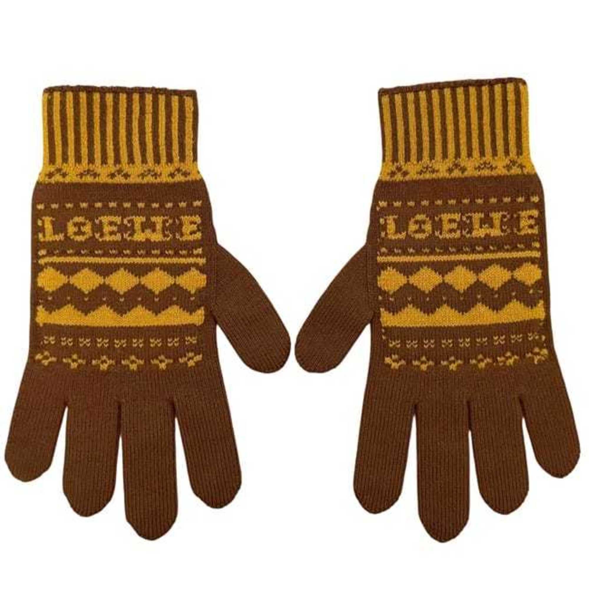 Loewe Loewe Gloves ec-24883 Brown Yellow Suna Fujita F811487X39 S 93% Wool, 7% Nylon, Polyester LOEWE Collaboration Women's Size Small Size ONE SIZE - 2 Thumbnail