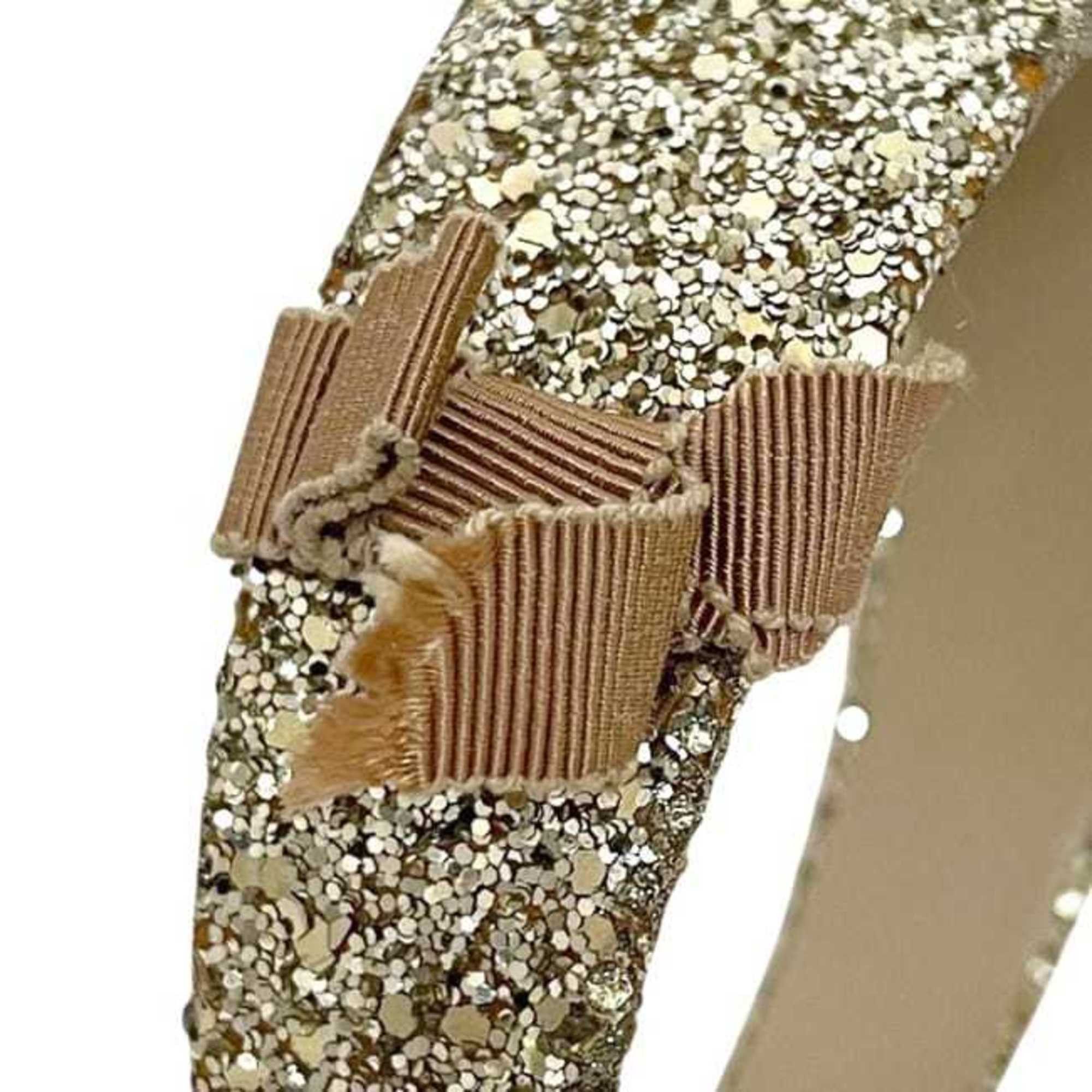 Miu Miu Miu Miu Miu headband ec-24911, gold glitter leather, hair ribbon for women, glitter, sparkle Size ONE SIZE - 5 Thumbnail