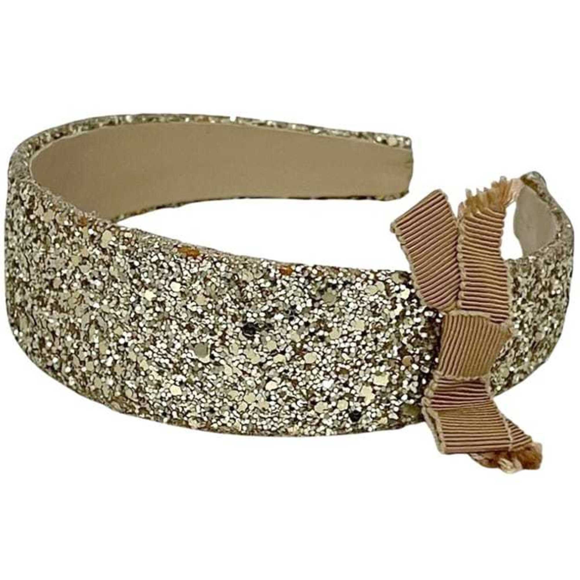 Miu Miu Miu Miu Miu headband ec-24911, gold glitter leather, hair ribbon for women, glitter, sparkle Size ONE SIZE - 2 Thumbnail