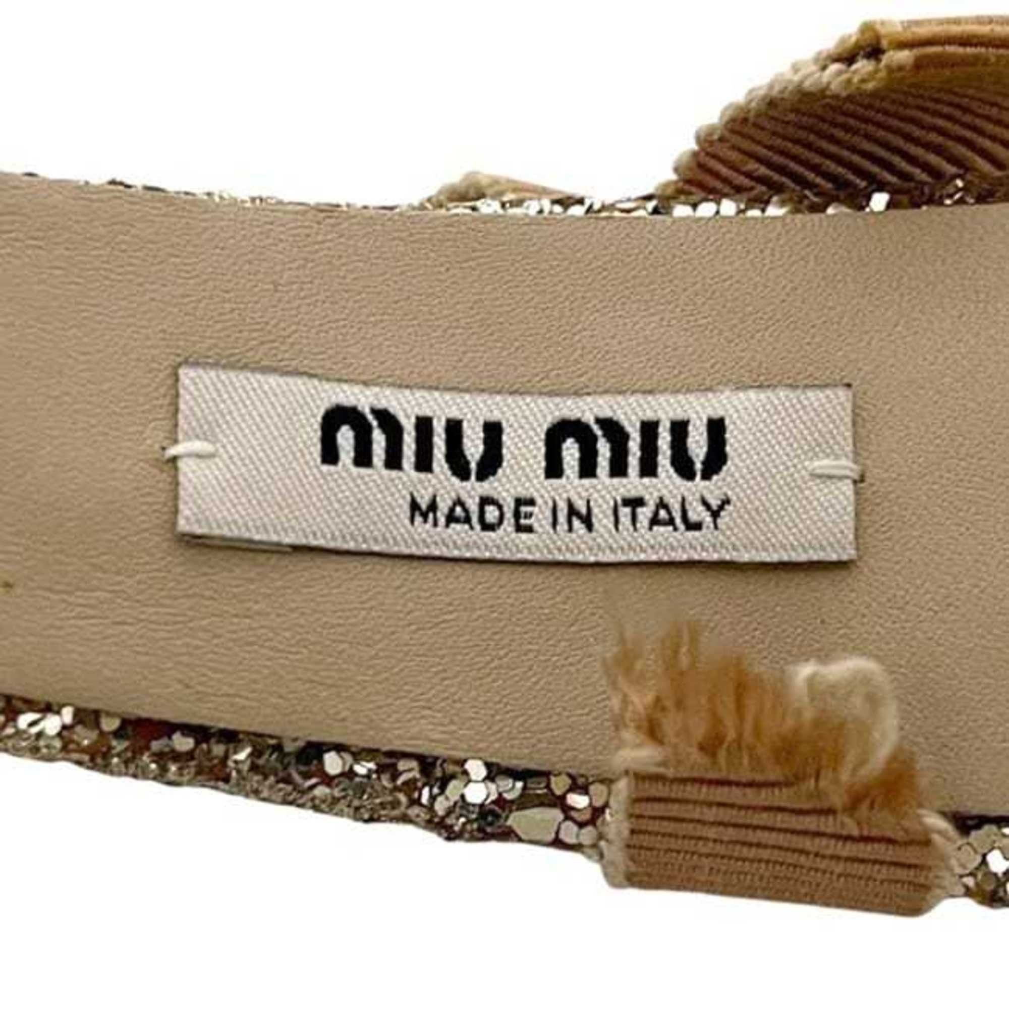 Miu Miu Miu Miu Miu headband ec-24911, gold glitter leather, hair ribbon for women, glitter, sparkle Size ONE SIZE - 6 Thumbnail