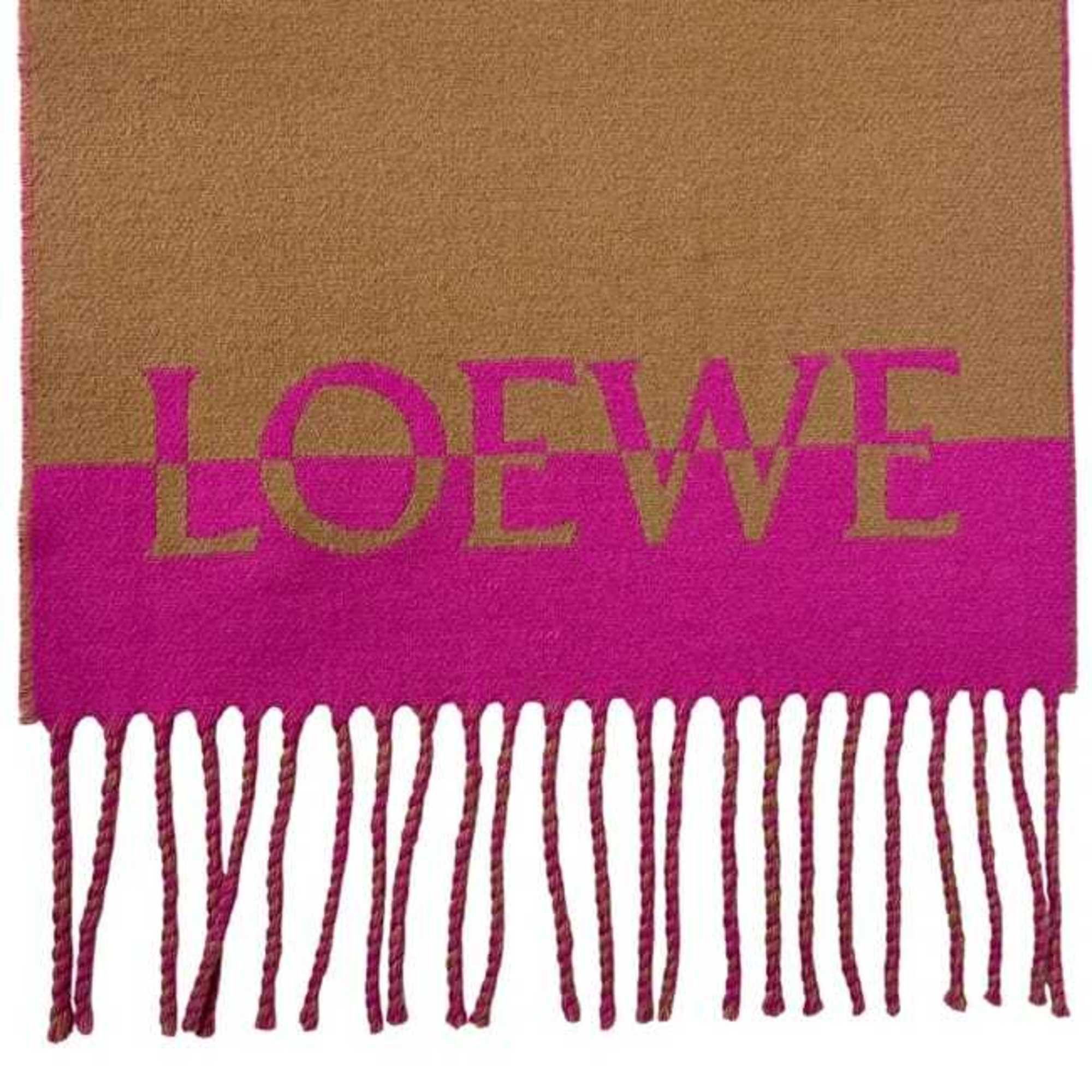Loewe Loewe Scarf ec-24972 Brown Pink 90% Wool 10% Cashmere Long Two-Tone Design for Men and Women Size ONE SIZE - 5 Thumbnail