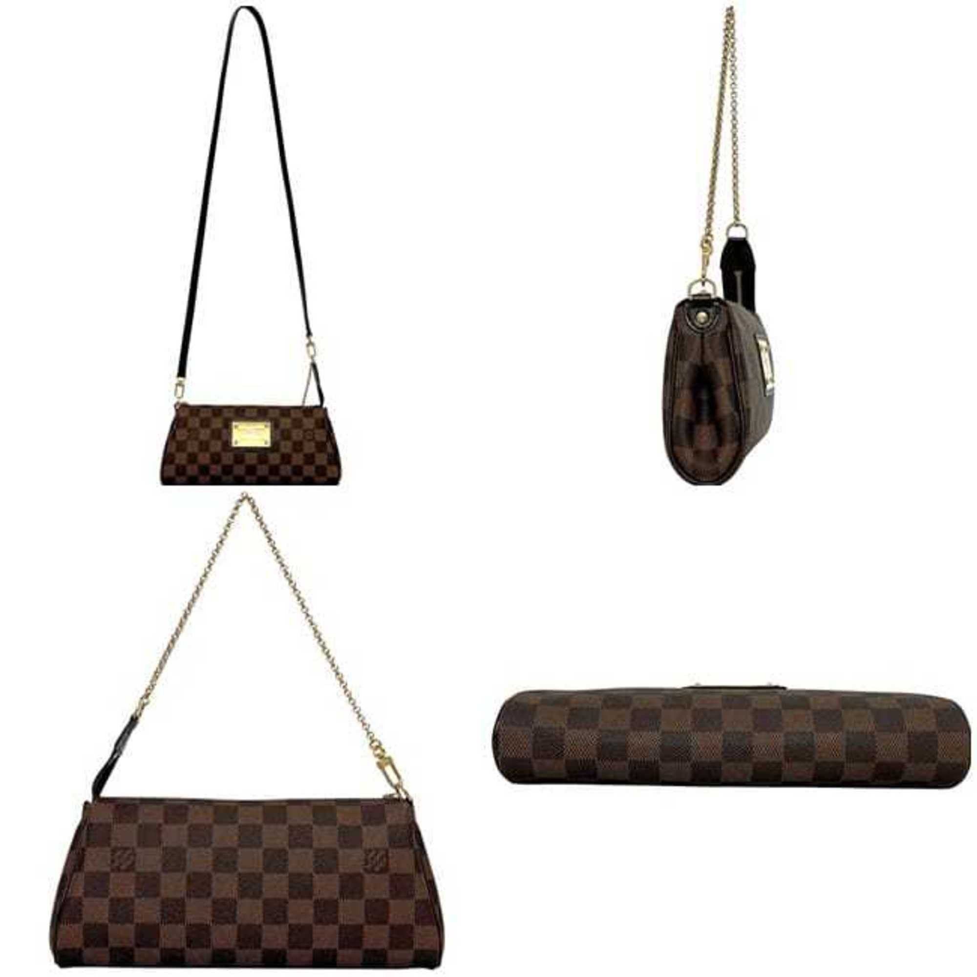 Louis Vuitton Louis Vuitton 2-way Eva bag f-25039 Brown Damier Ebene N55213 canvas leather LOUIS VUITTON pouch chain Shoulder Chain Handbag Bag Size ONE SIZE - 3 Thumbnail