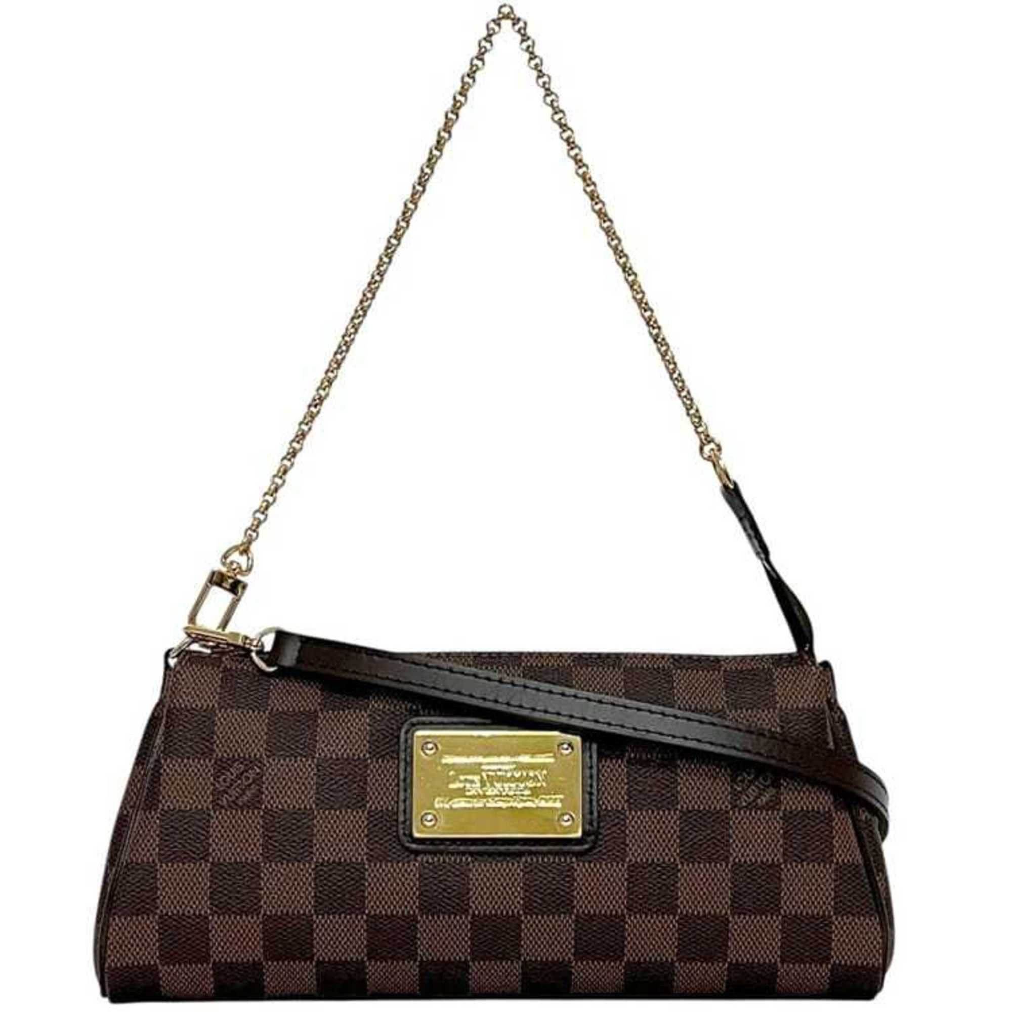Louis Vuitton Louis Vuitton 2-way Eva bag f-25039 Brown Damier Ebene N55213 canvas leather LOUIS VUITTON pouch chain Shoulder Chain Handbag Bag Size ONE SIZE - 2 Thumbnail