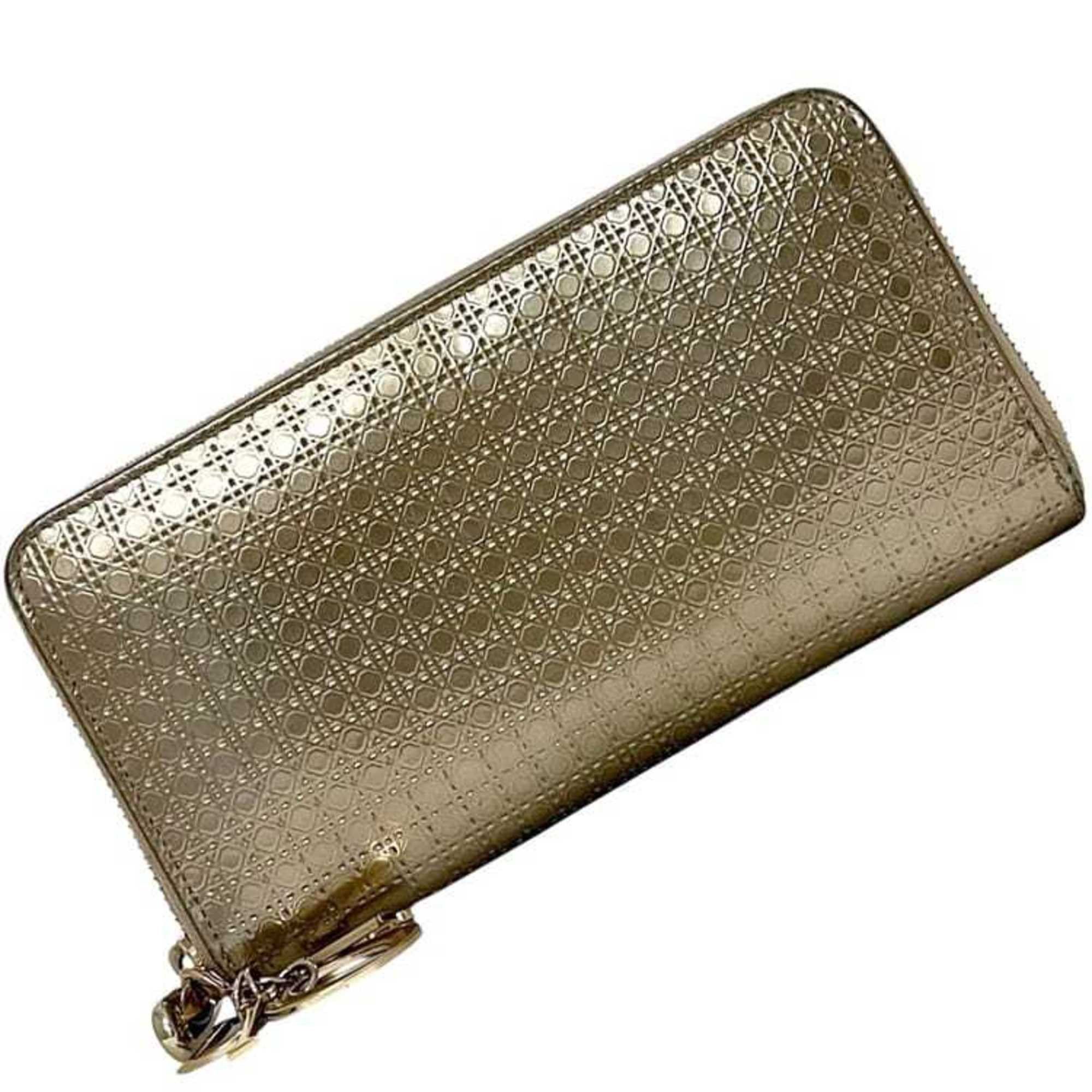 Dior Christian Dior Round Long Wallet ec-24935 Gold Cannage Leather 33-MA-0166 Women's Size ONE SIZE - 2 Thumbnail