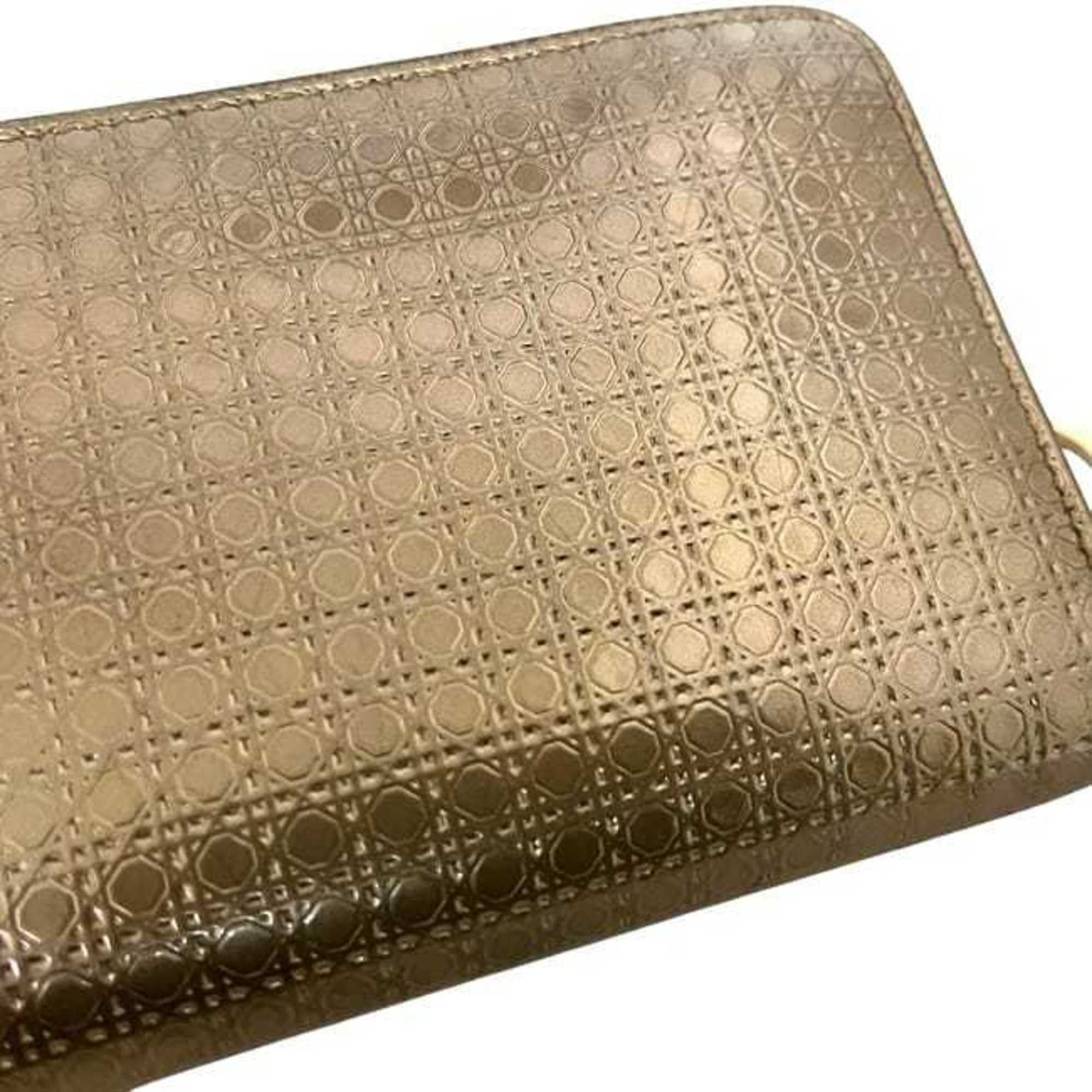 Dior Christian Dior Round Long Wallet ec-24935 Gold Cannage Leather 33-MA-0166 Women's Size ONE SIZE - 11 Thumbnail
