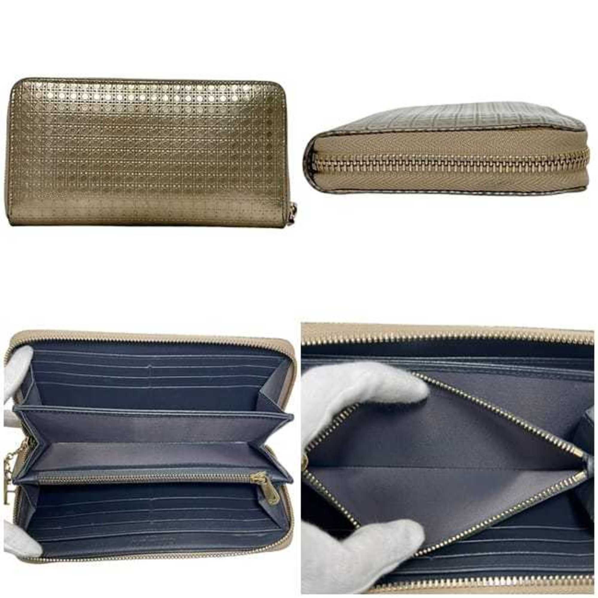 Dior Christian Dior Round Long Wallet ec-24935 Gold Cannage Leather 33-MA-0166 Women's Size ONE SIZE - 3 Thumbnail