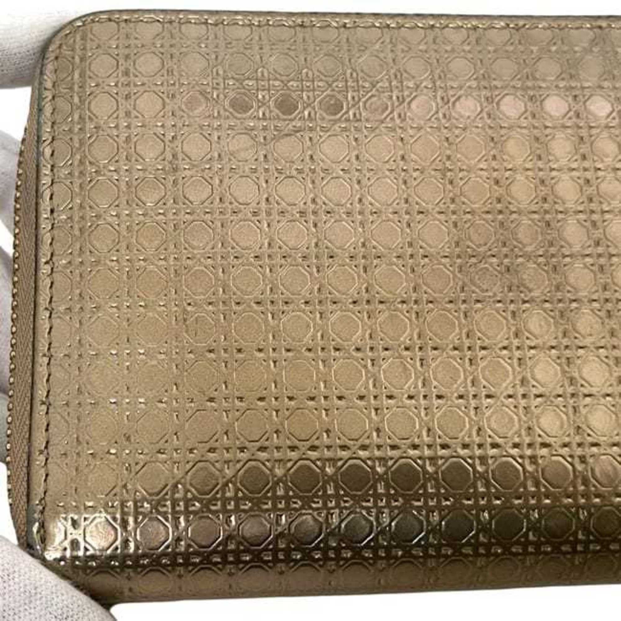 Dior Christian Dior Round Long Wallet ec-24935 Gold Cannage Leather 33-MA-0166 Women's Size ONE SIZE - 9 Thumbnail