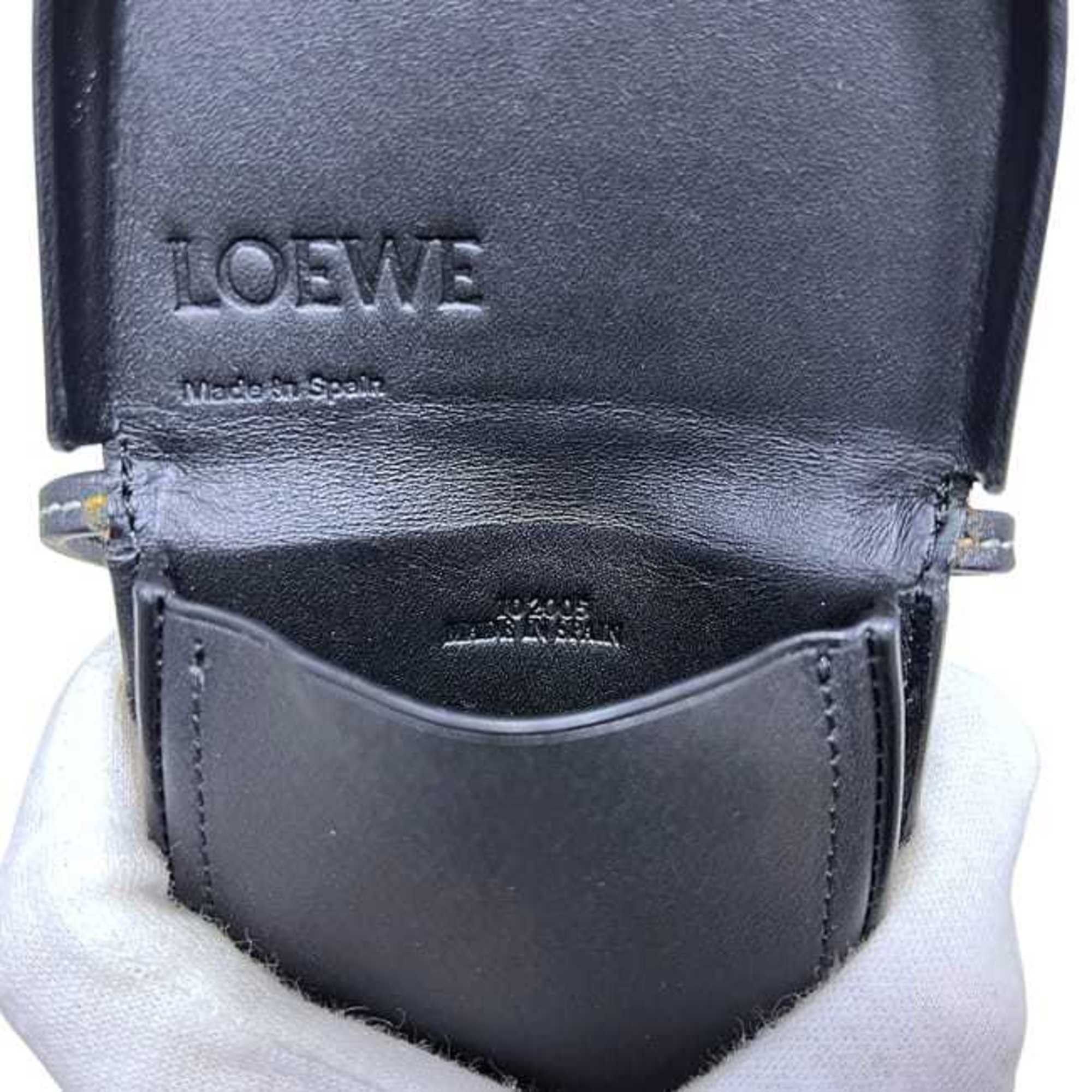 Loewe LOEWE Heel Pouch ec-25063 Black Anagram 109.54.15 Mini Leather 102005 Pochette Crossbody Flap Calf Women's Size ONE SIZE - 6 Thumbnail