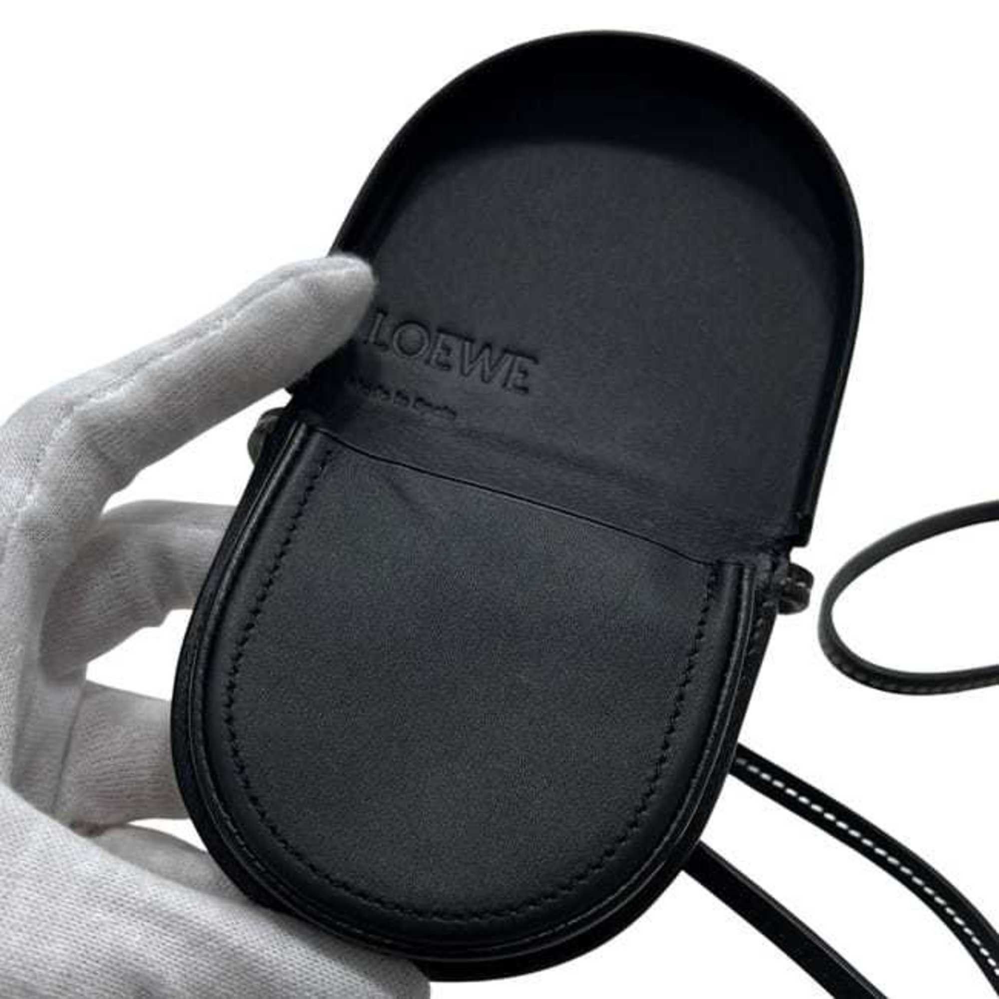 Loewe LOEWE Heel Pouch ec-25063 Black Anagram 109.54.15 Mini Leather 102005 Pochette Crossbody Flap Calf Women's Size ONE SIZE - 7 Thumbnail