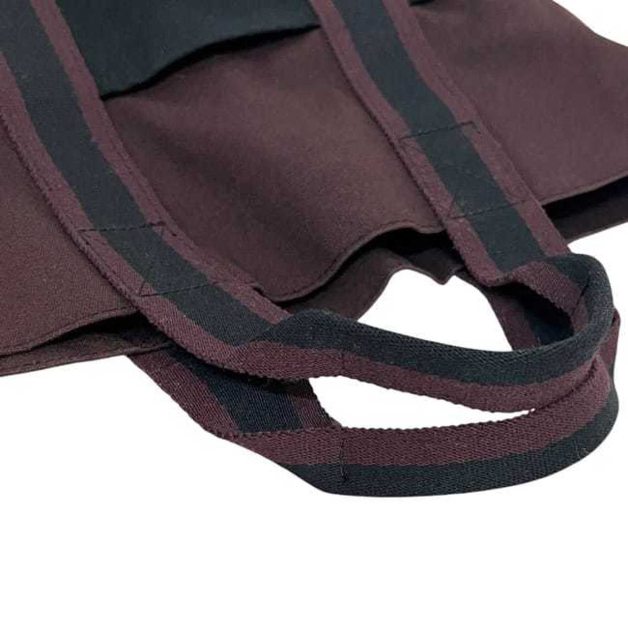 Hermes Hermes Hermès Cabas Tote Bag ec-24989, Black, Bordeaux, Four Tou Canvas, Vertical, A4 Size, Two-Tone, Wine Red, Men's, Women's Size ONE SIZE - 7 Thumbnail