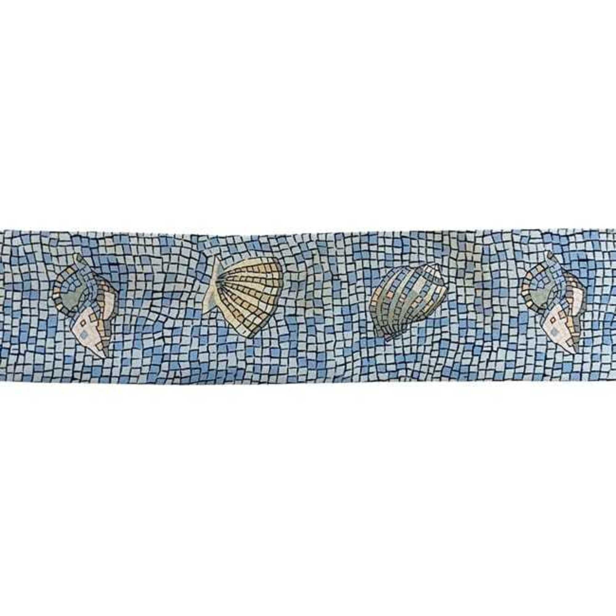Hermes Hermès Ribbon Twilly ec-24975 Blue Light 100% Silk HERMES Scarf Muffler Seashell Mosaic Shell Art Women's Men's Size ONE SIZE - 7 Thumbnail