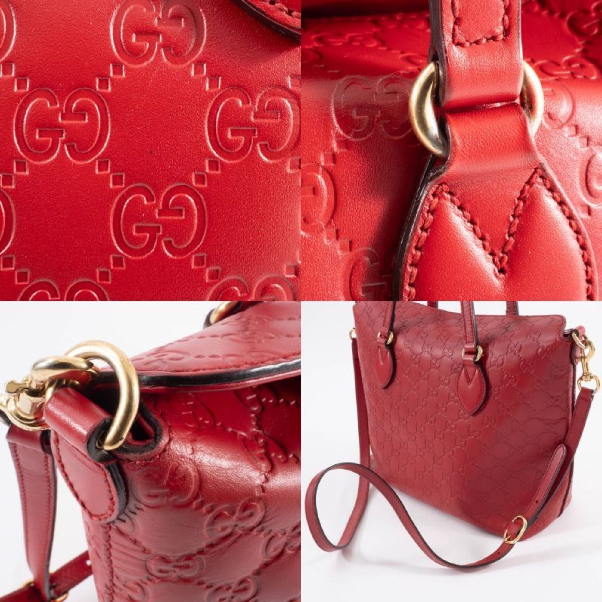 Gucci Gucci Guccissima Tote Bag 428226 Leather Red Women's 2-Way Shoulder GUCCI Size ONE SIZE - 16 Thumbnail