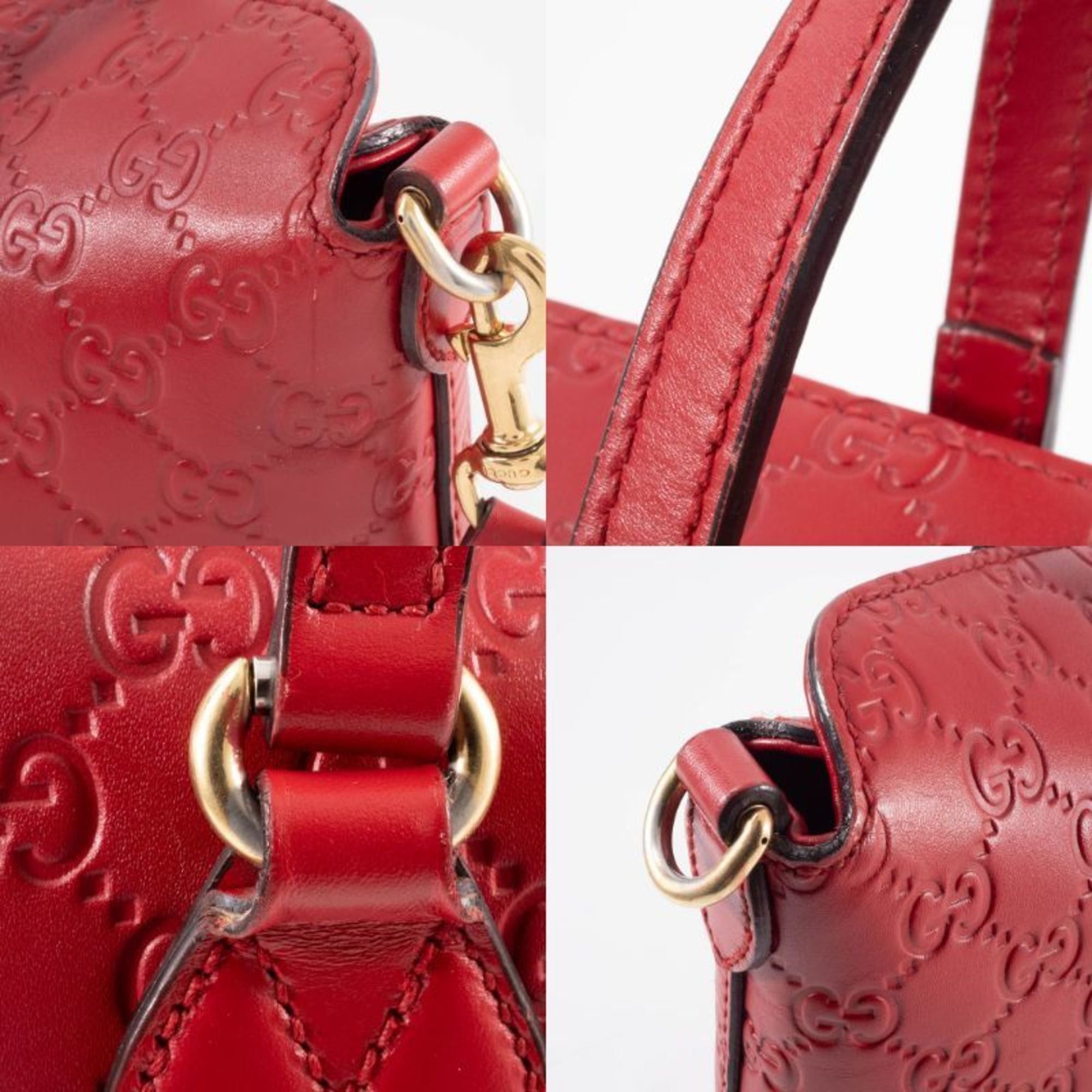 Gucci Gucci Guccissima Tote Bag 428226 Leather Red Women's 2-Way Shoulder GUCCI Size ONE SIZE - 17 Thumbnail