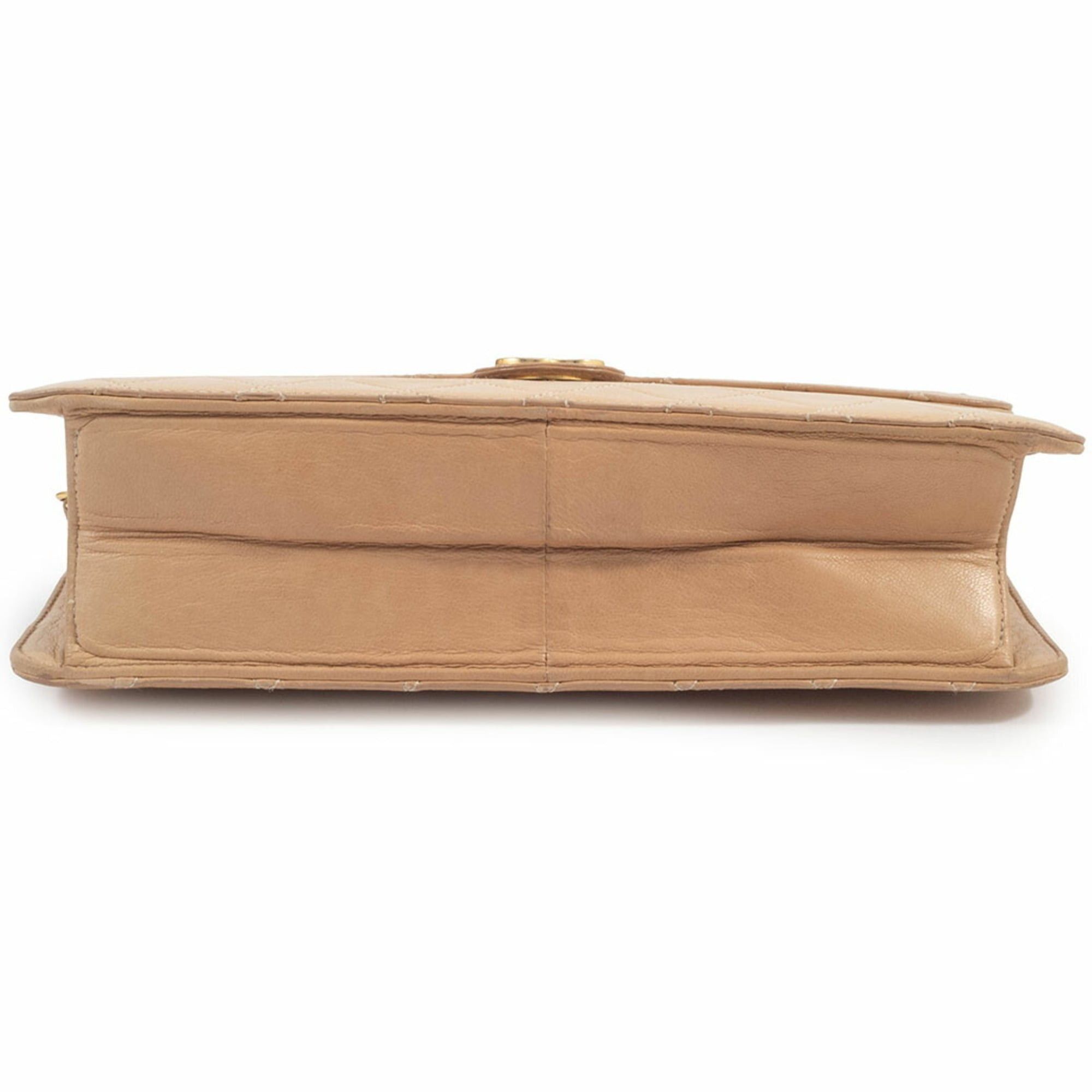 CHANEL Matelasse Chain Shoulder Bag in Beige Leather