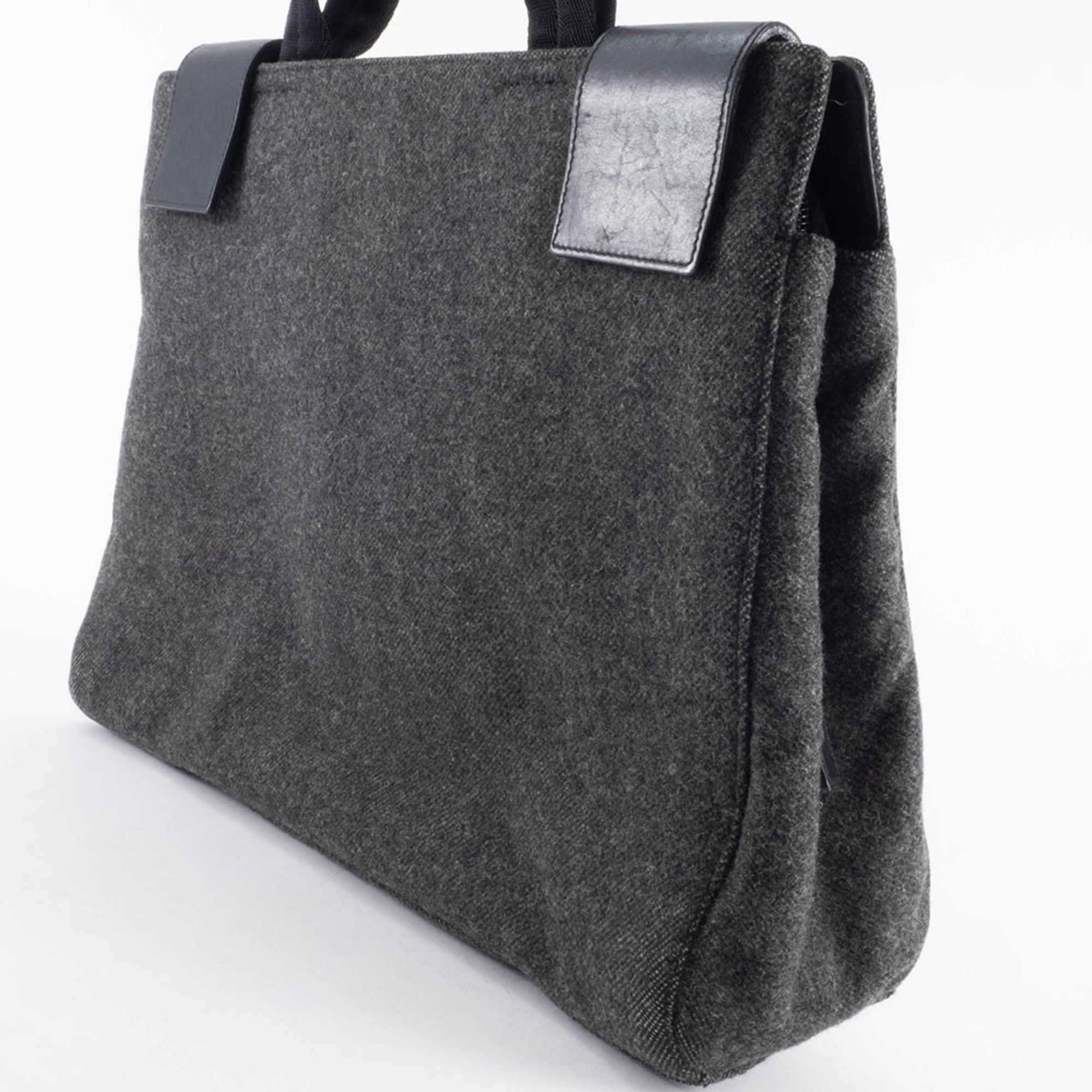 Prada Prada Felt Handbag, Wool/Leather, Gray, Women's, Two-Compartment, PRADA Size ONE SIZE - 8 Thumbnail