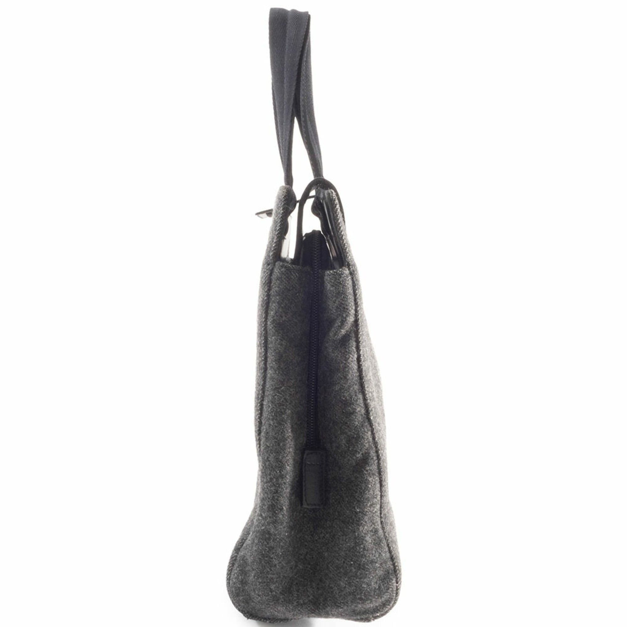 Prada Prada Felt Handbag, Wool/Leather, Gray, Women's, Two-Compartment, PRADA Size ONE SIZE - 4 Thumbnail