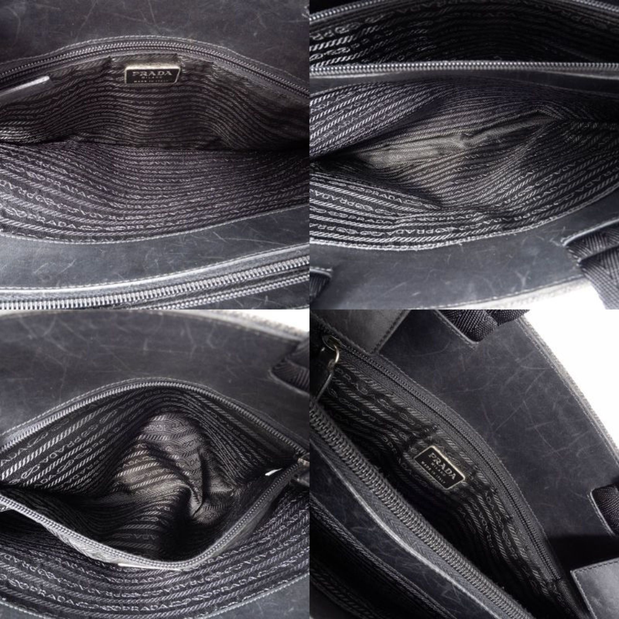 Prada Prada Felt Handbag, Wool/Leather, Gray, Women's, Two-Compartment, PRADA Size ONE SIZE - 13 Thumbnail