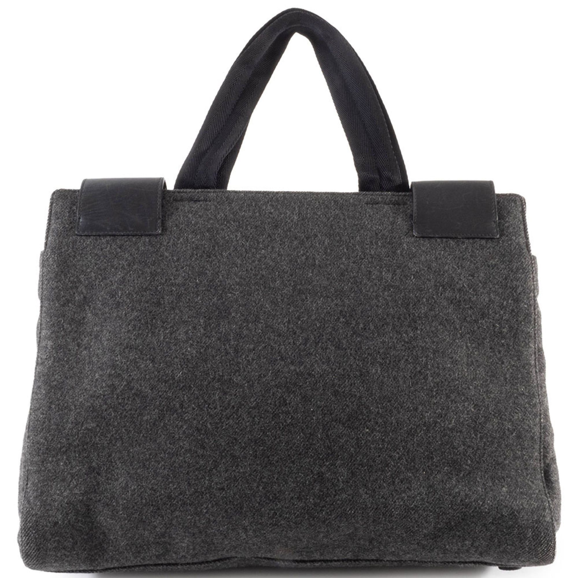 Prada Prada Felt Handbag, Wool/Leather, Gray, Women's, Two-Compartment, PRADA Size ONE SIZE - 2 Thumbnail