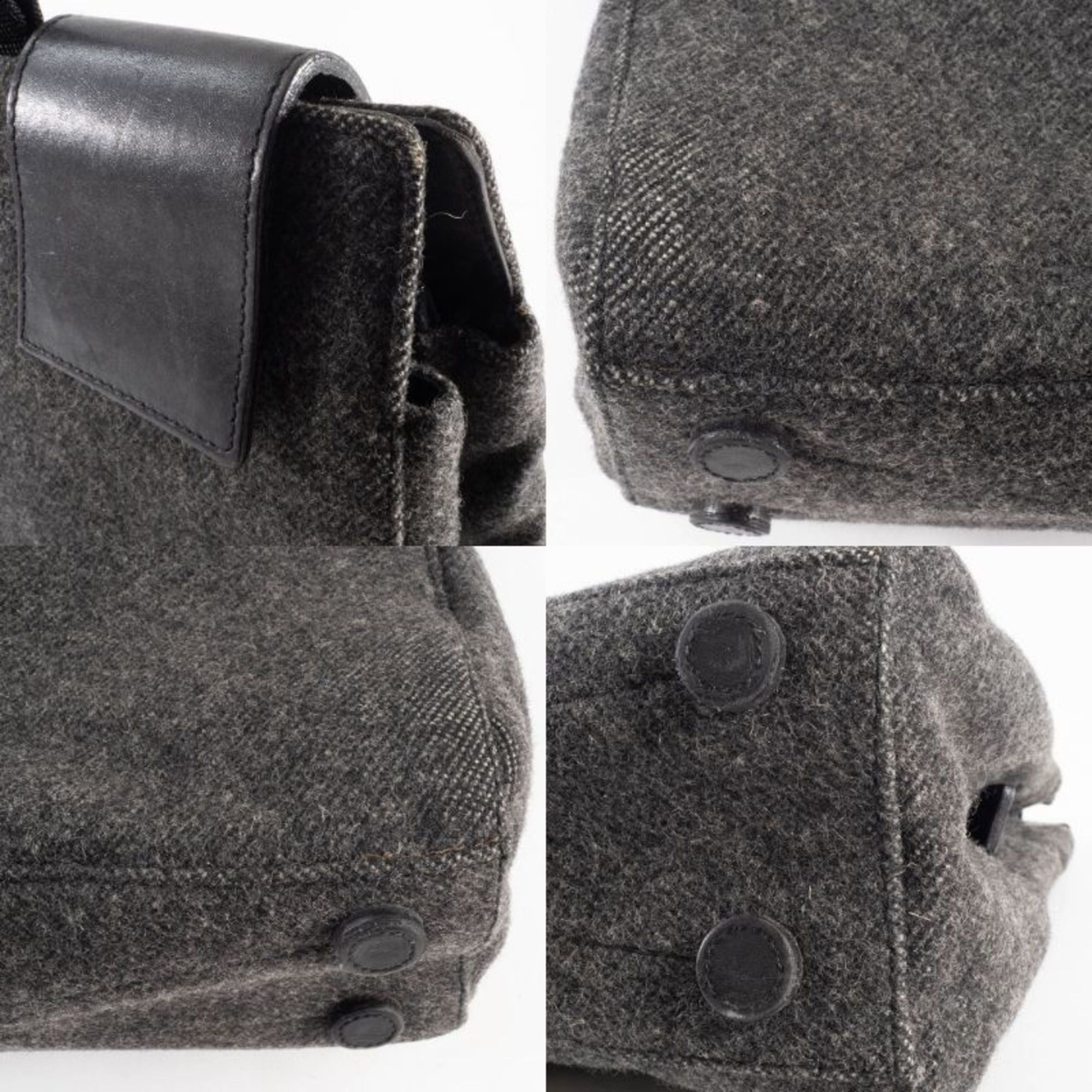 Prada Prada Felt Handbag, Wool/Leather, Gray, Women's, Two-Compartment, PRADA Size ONE SIZE - 17 Thumbnail